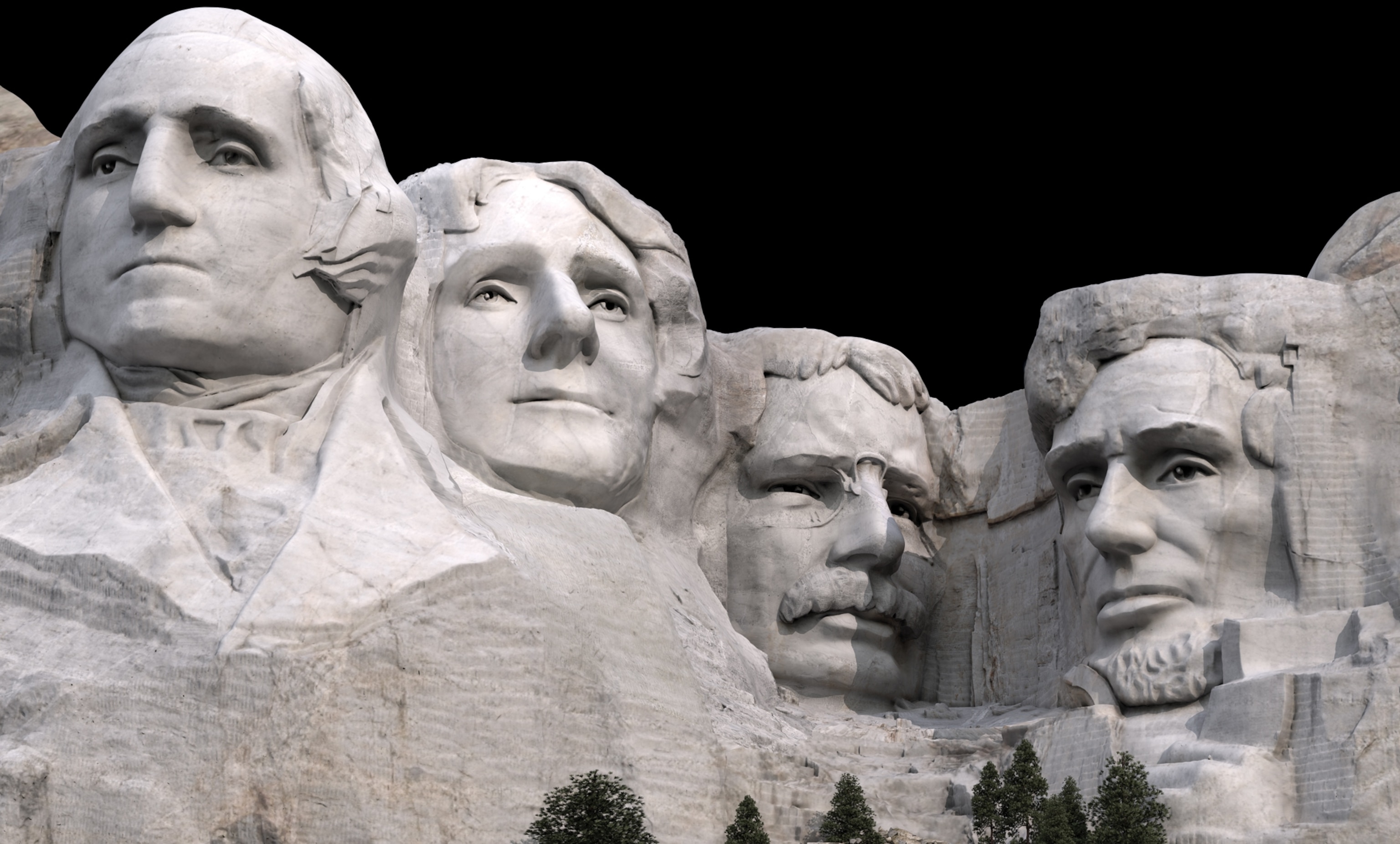 a 3-D modeling of Mount Rushmore