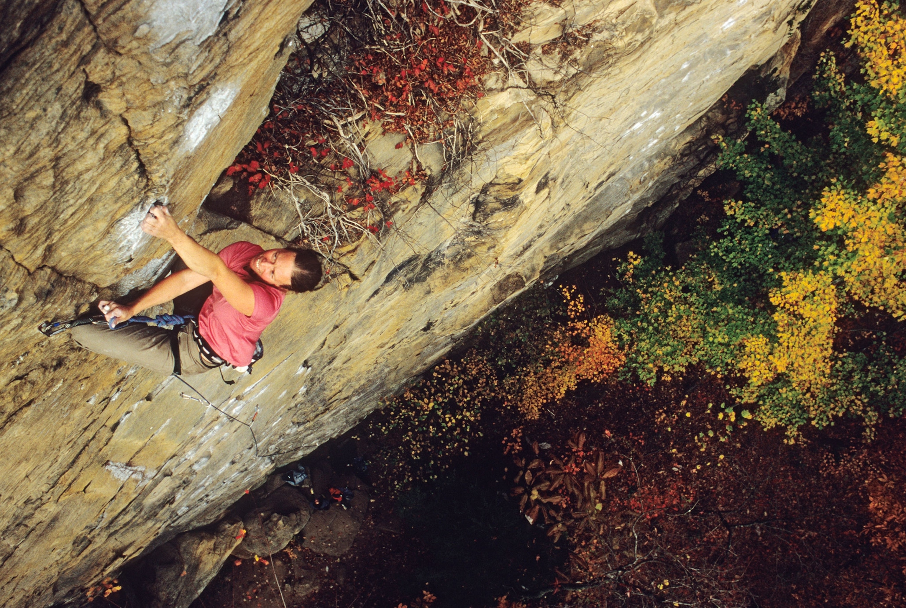 a rock climber in Red River Gorge, Kentucky