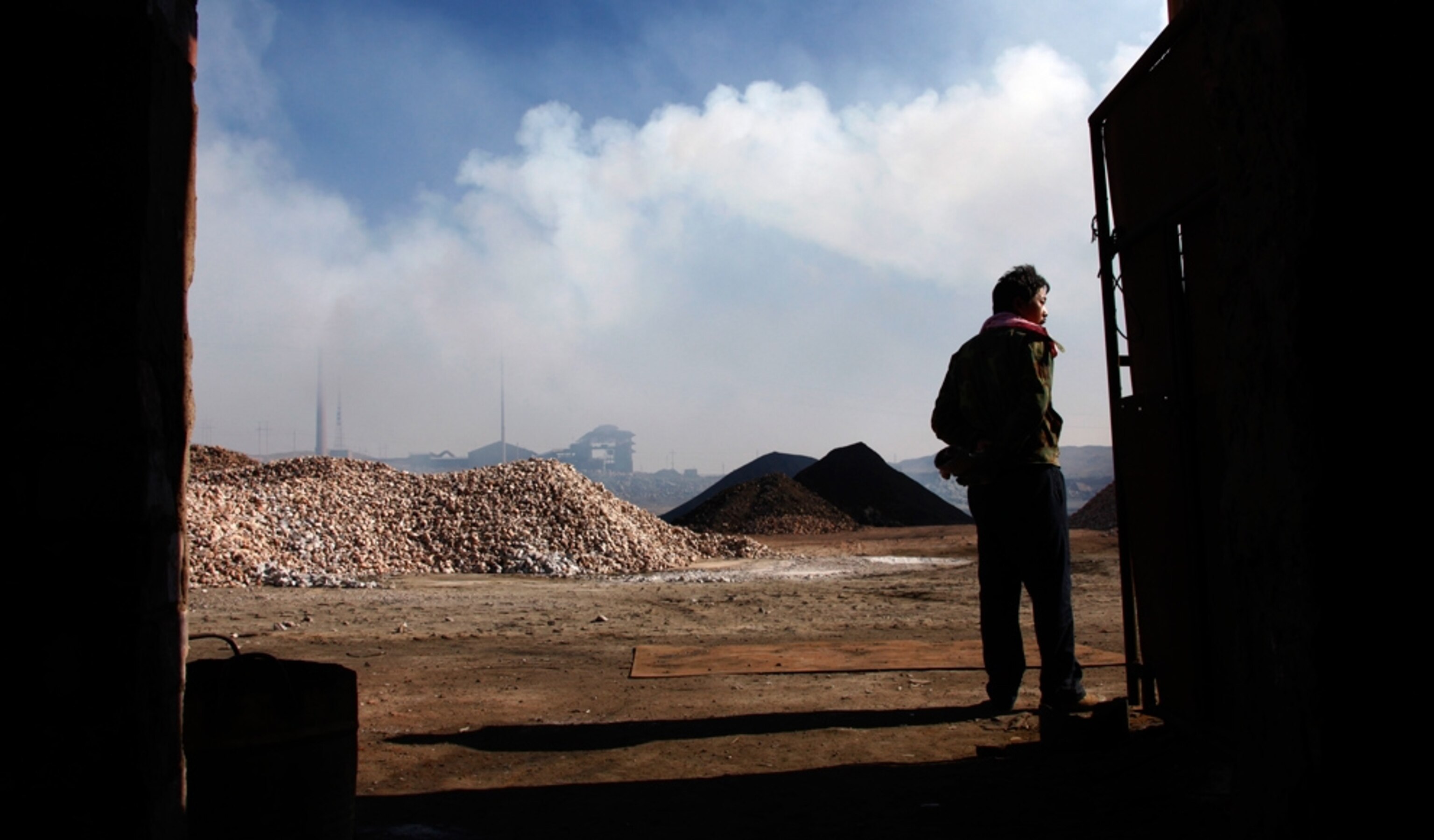Worker at lanthanum smelting workshop in Inner Mongolia