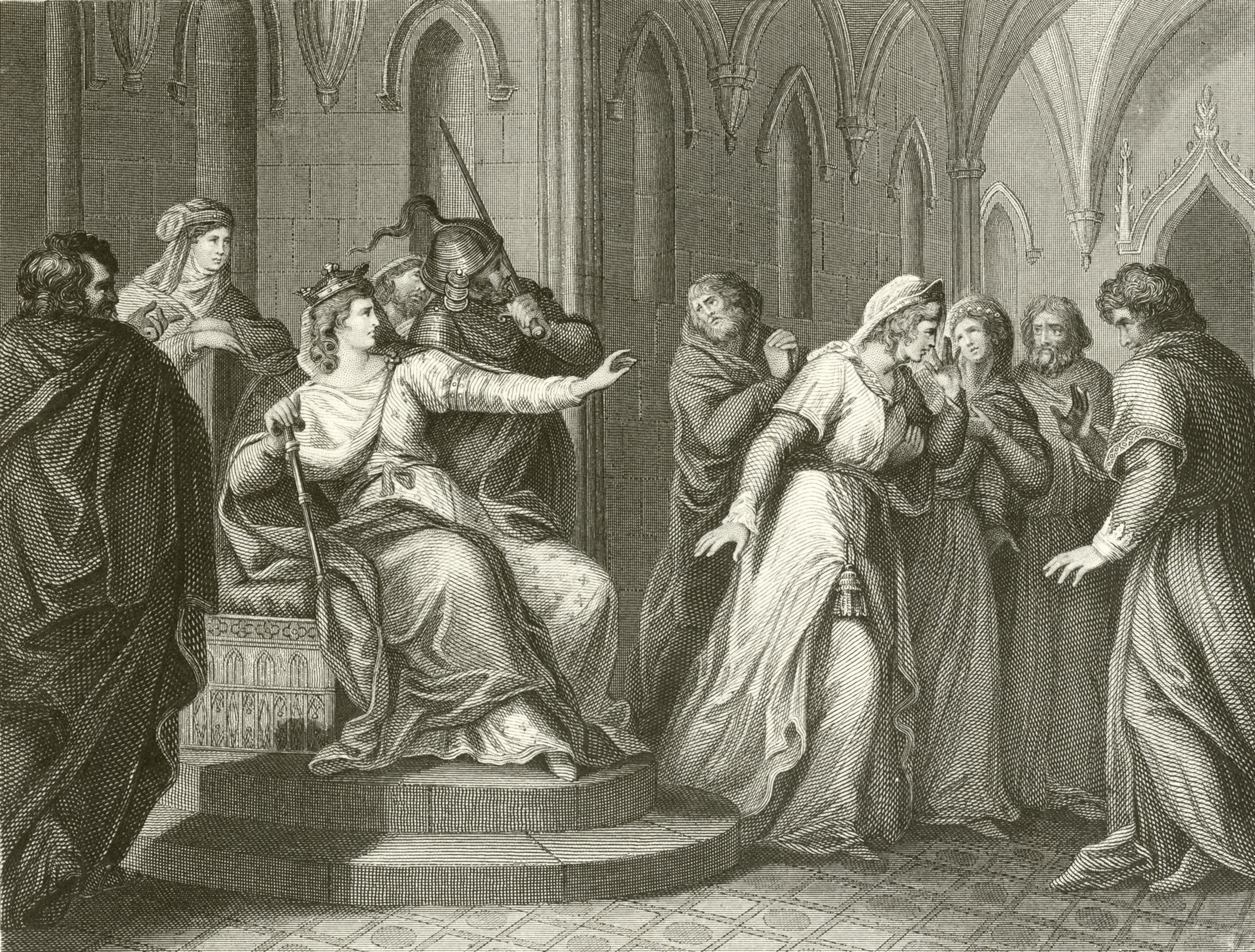 The Empress Matilda refusing to release King Stephen (engraving) by Rigaud, John Francis (1742-1810)