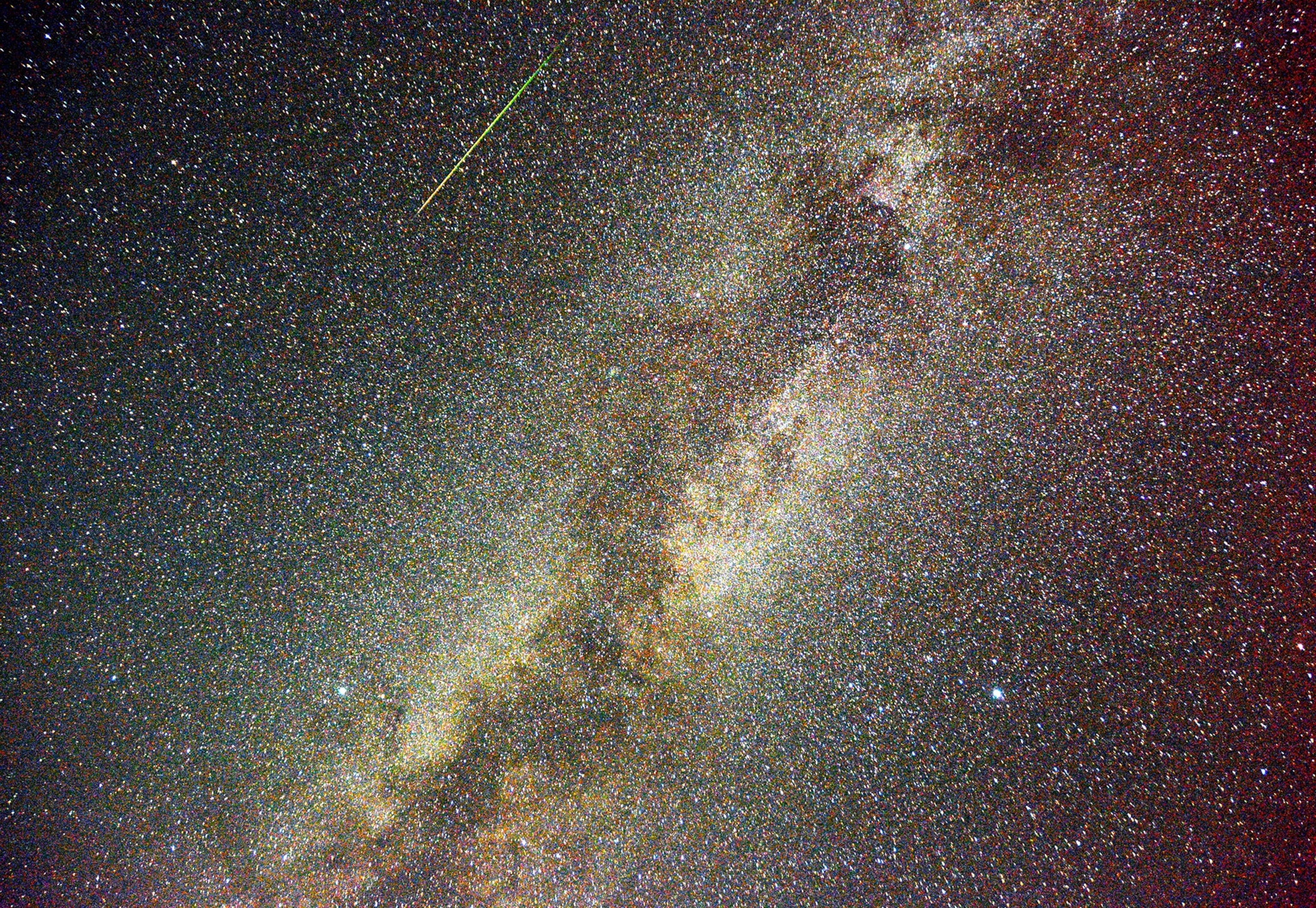 a multiple exposure of Perseid Meteor Shower in Japan.
