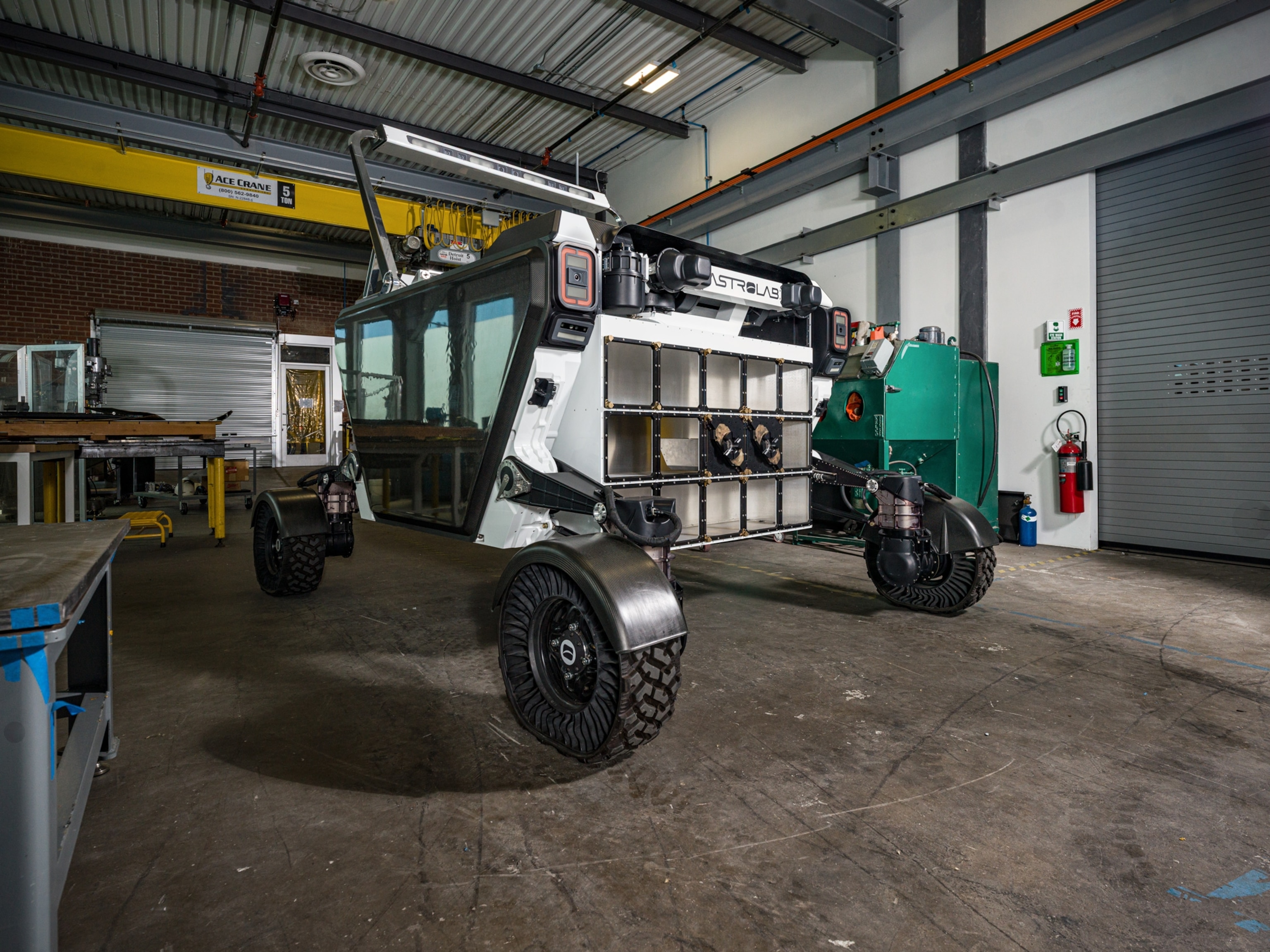 large 4x4 made of steel in a warehouse