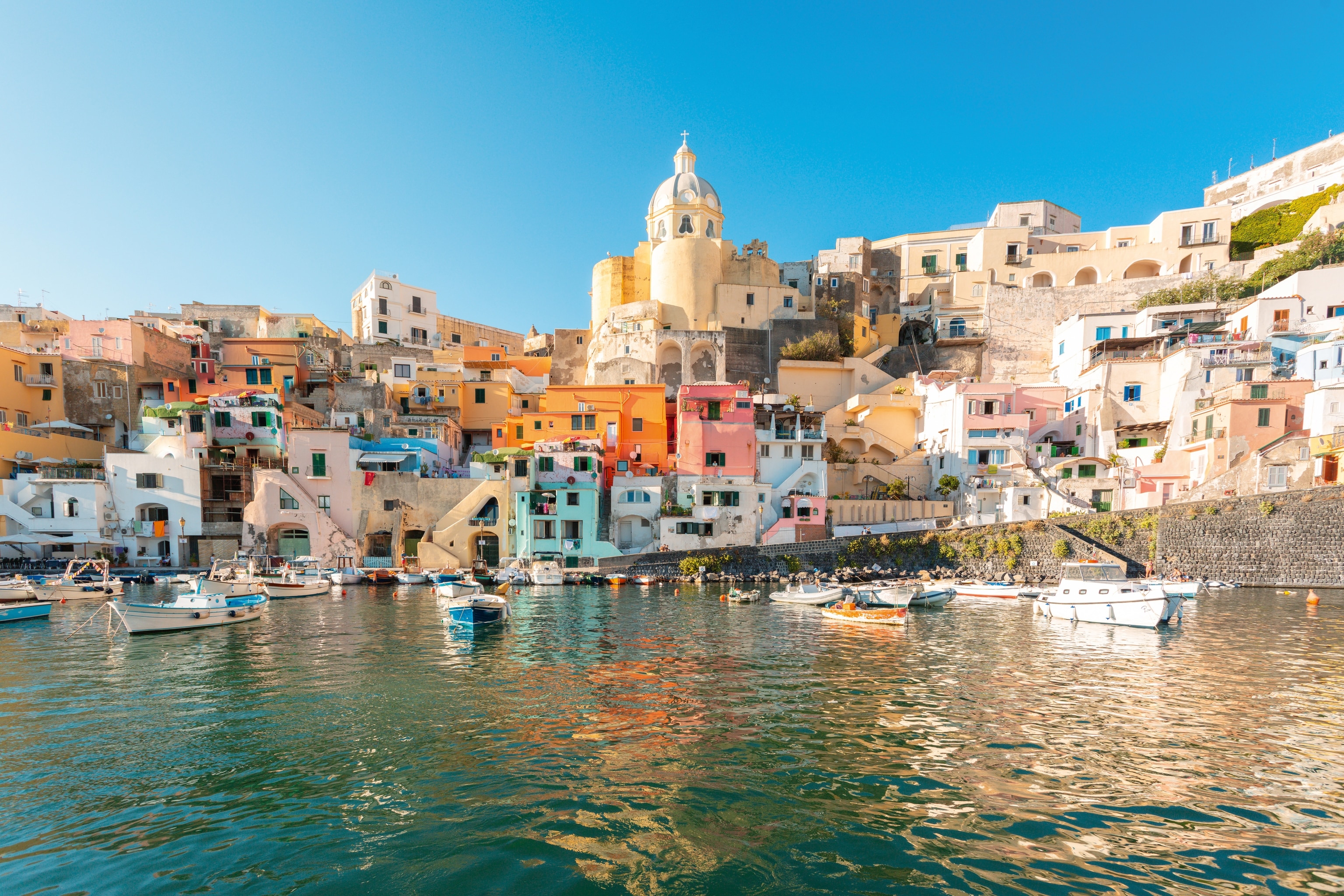 Colourful fishing village by the sea