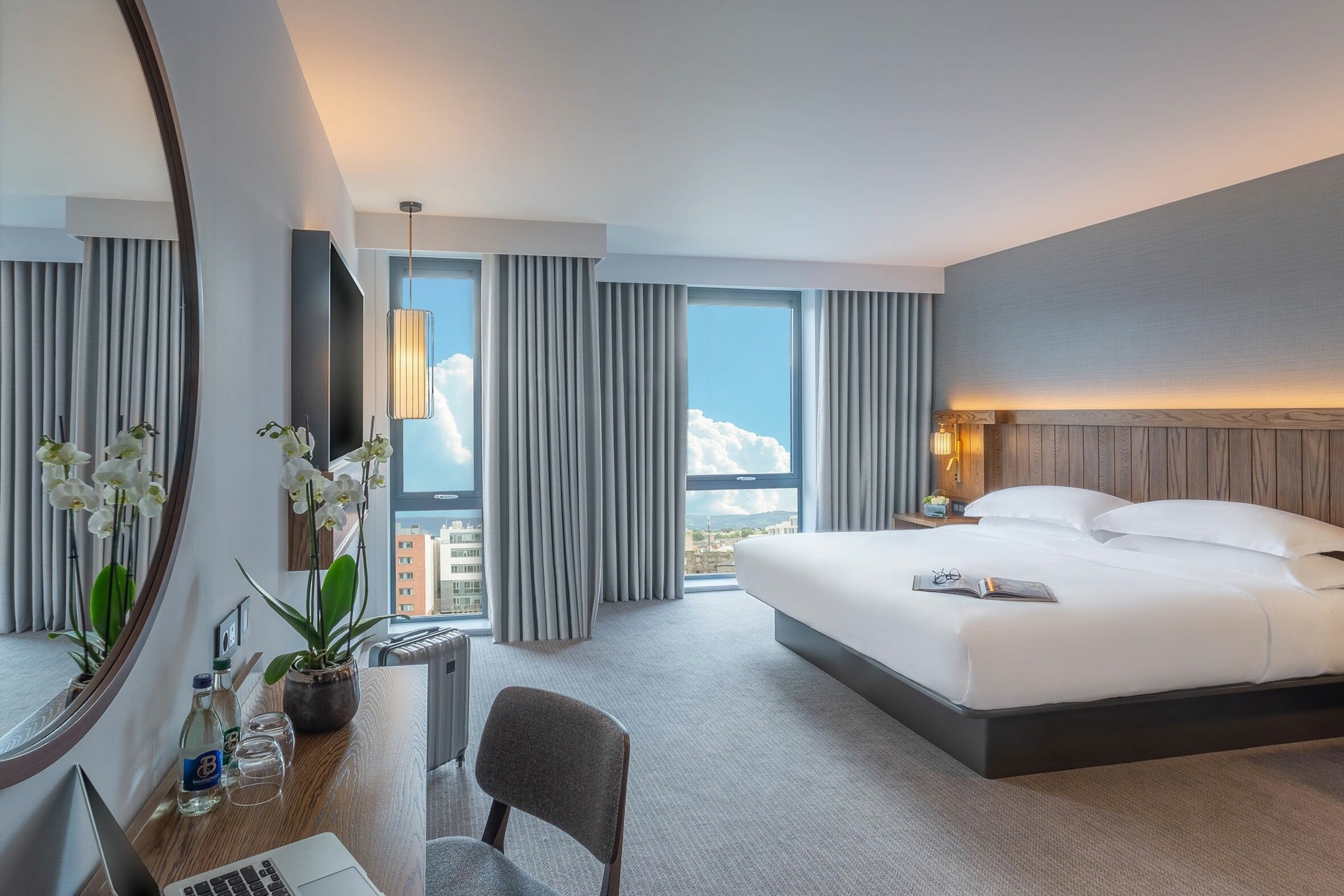 hotel room with vistas of the Dublin Mountains