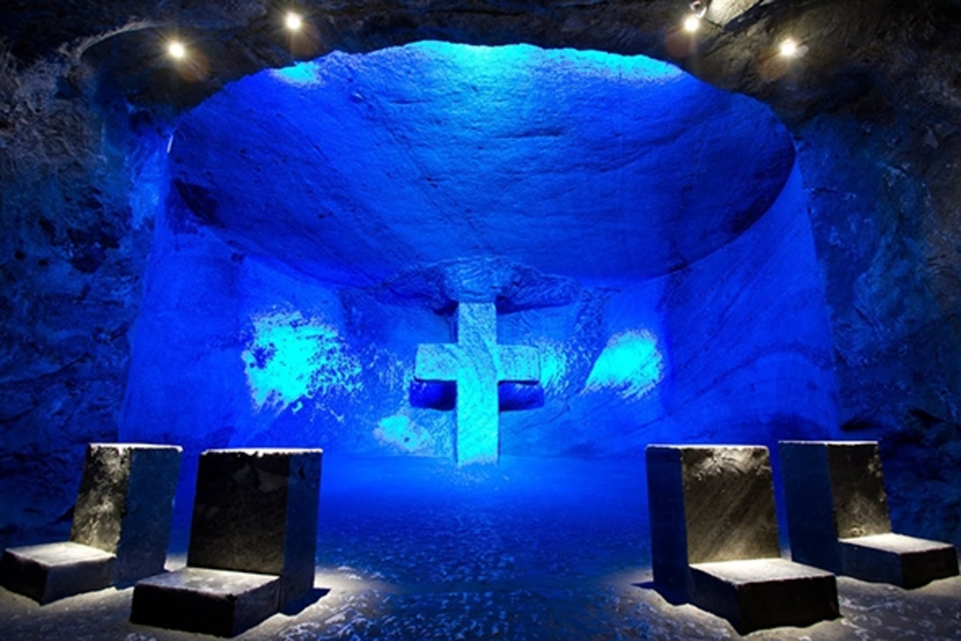 Zipaquirá's famous salt "cathedral," built underground in the tunnels of a salt mine, is a short drive north of  Bogotá. (Photograph by Erika Skogg)