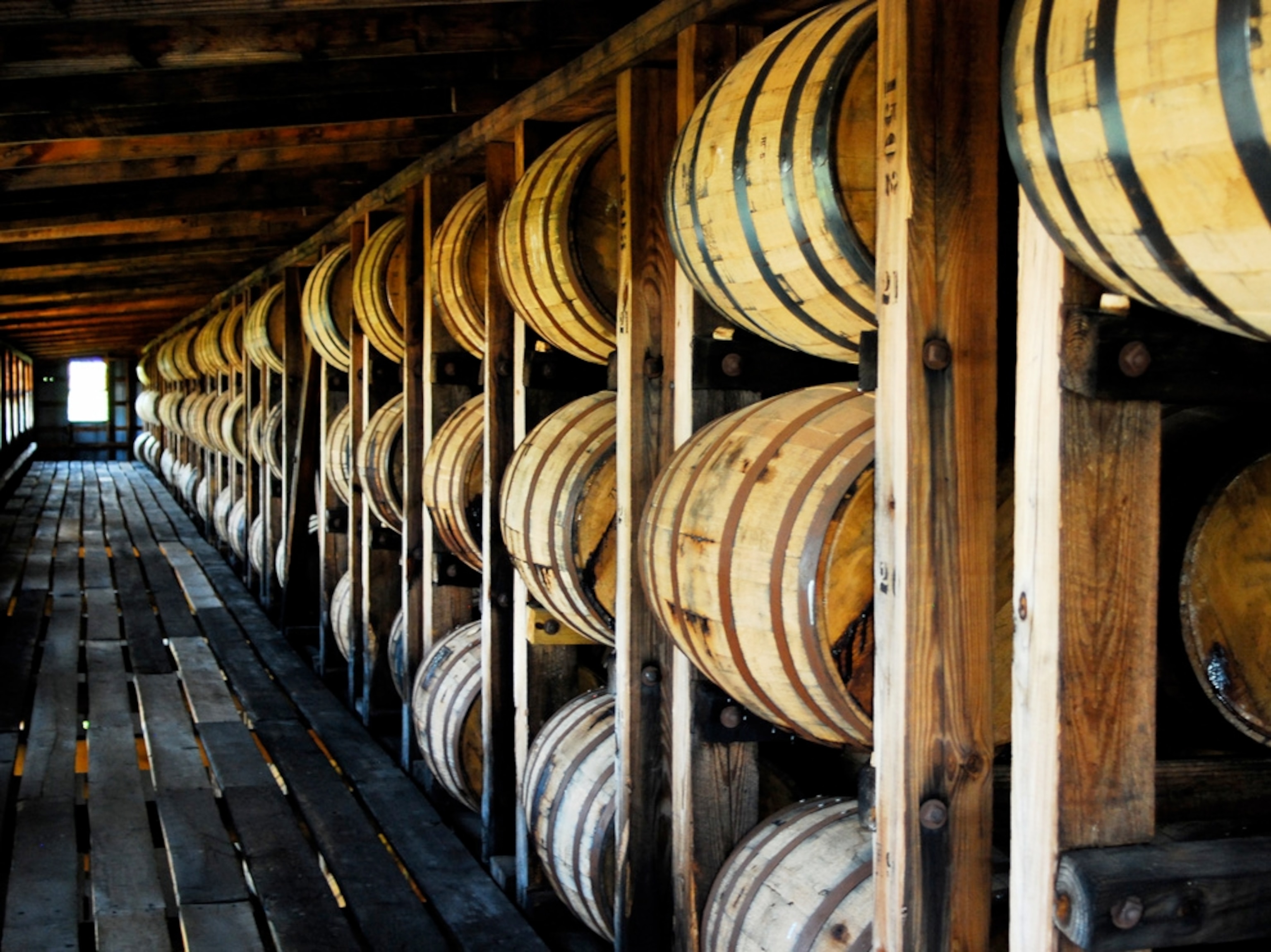 Barrels at a distillery