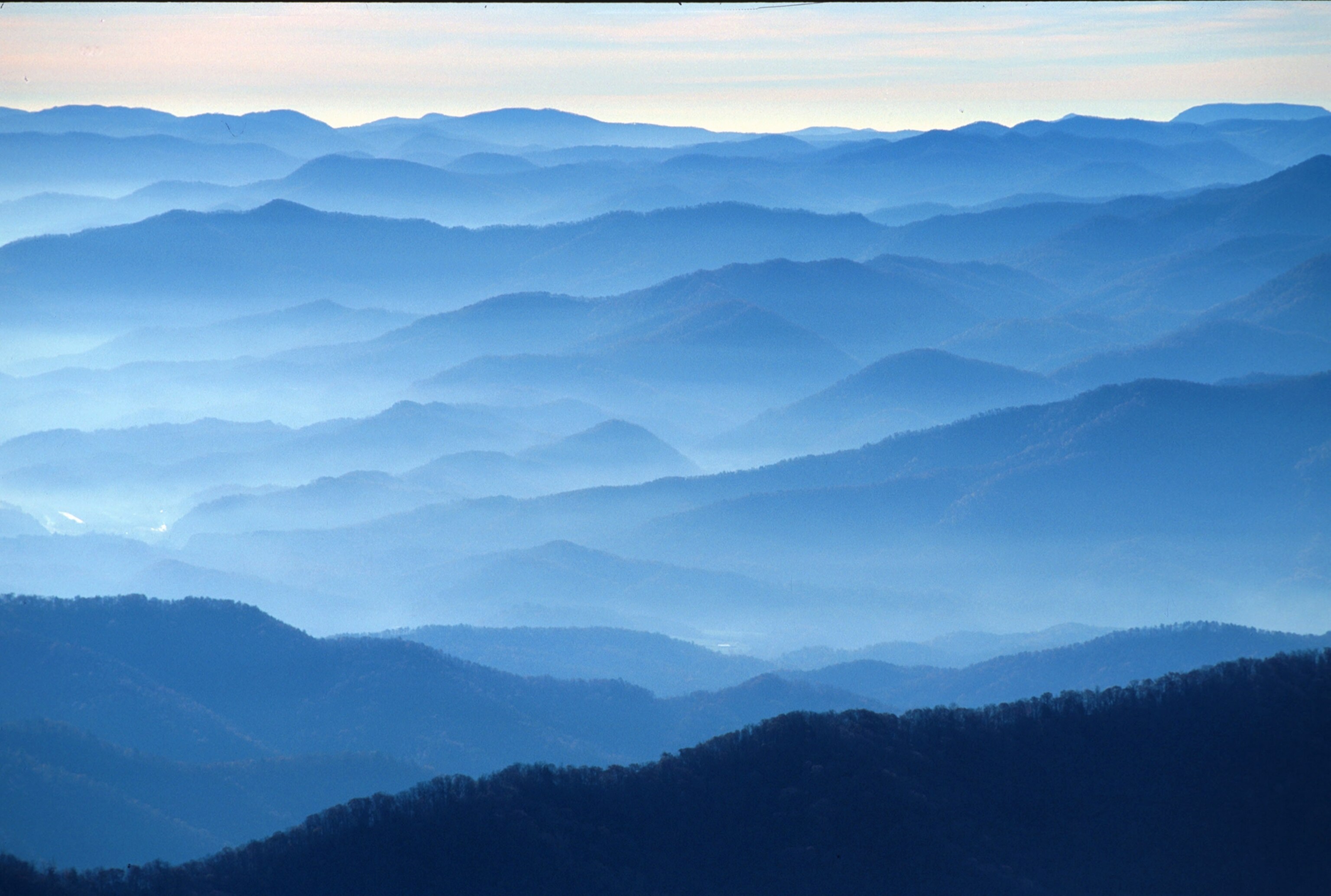 blue fog over Great Smoky Mountains National Park, Tennessee