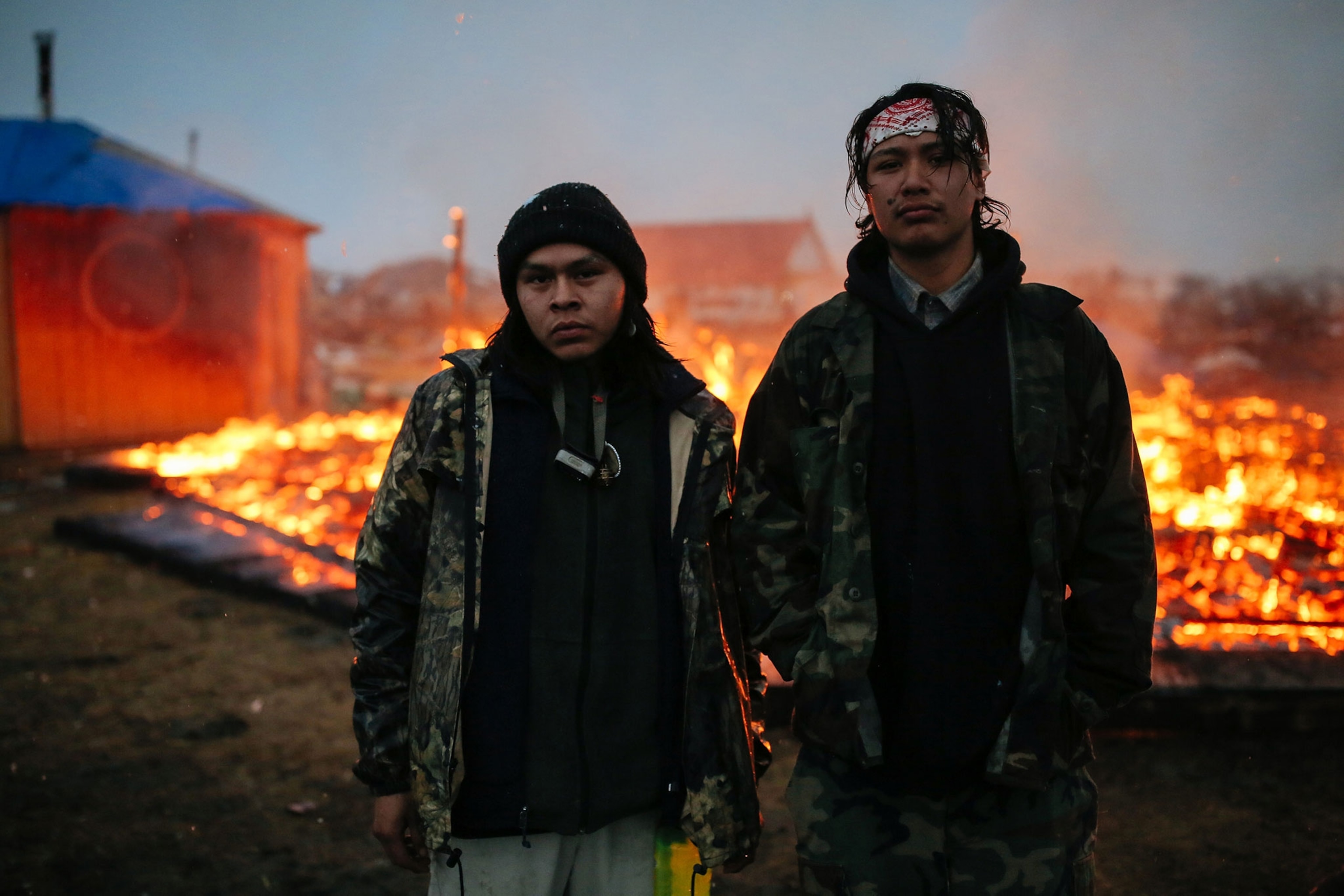 two protesters at Standing Rock Sioux reservation