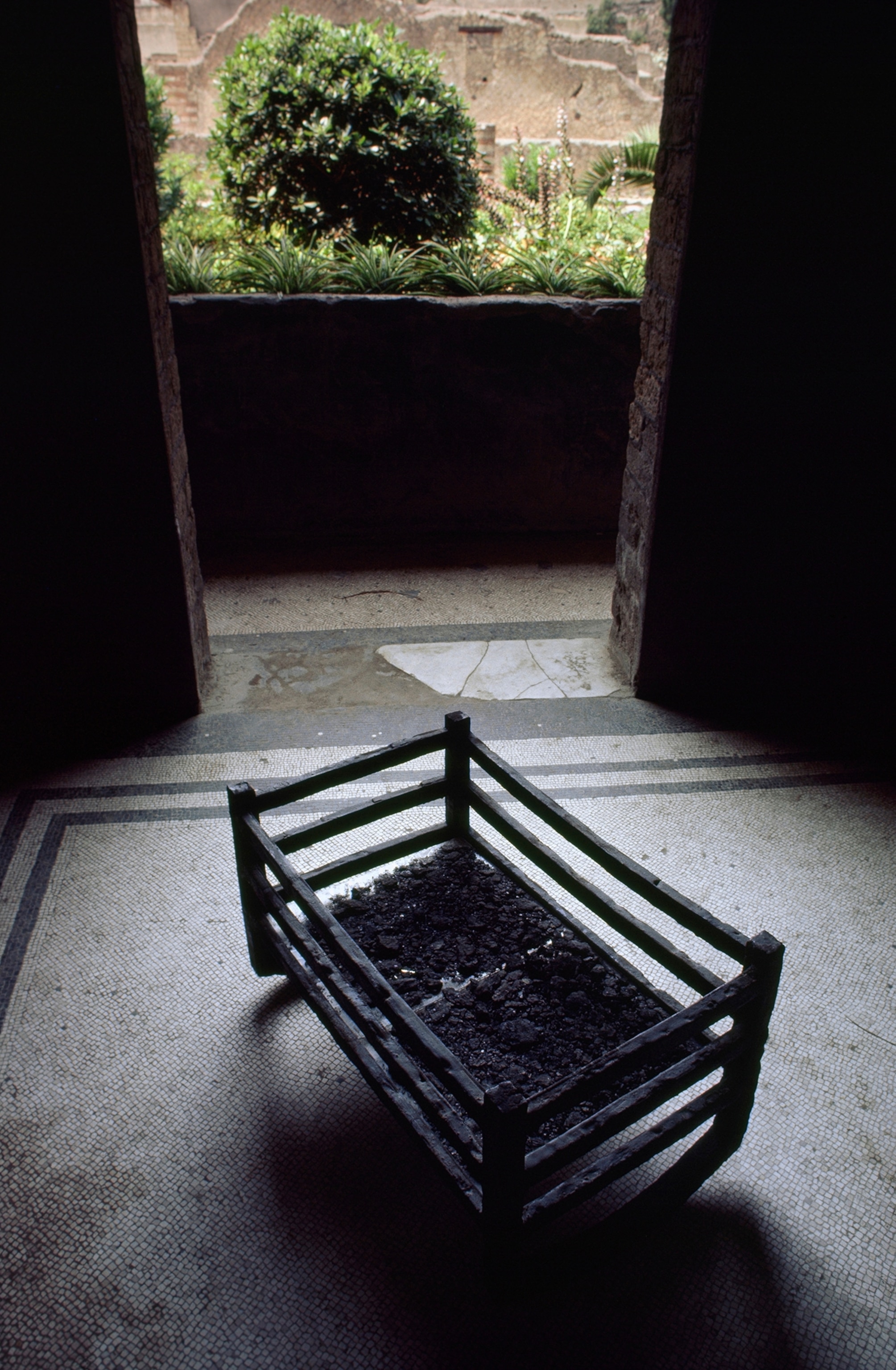 This crib was buried in ash from Mount Vesuvius' ancient eruption.