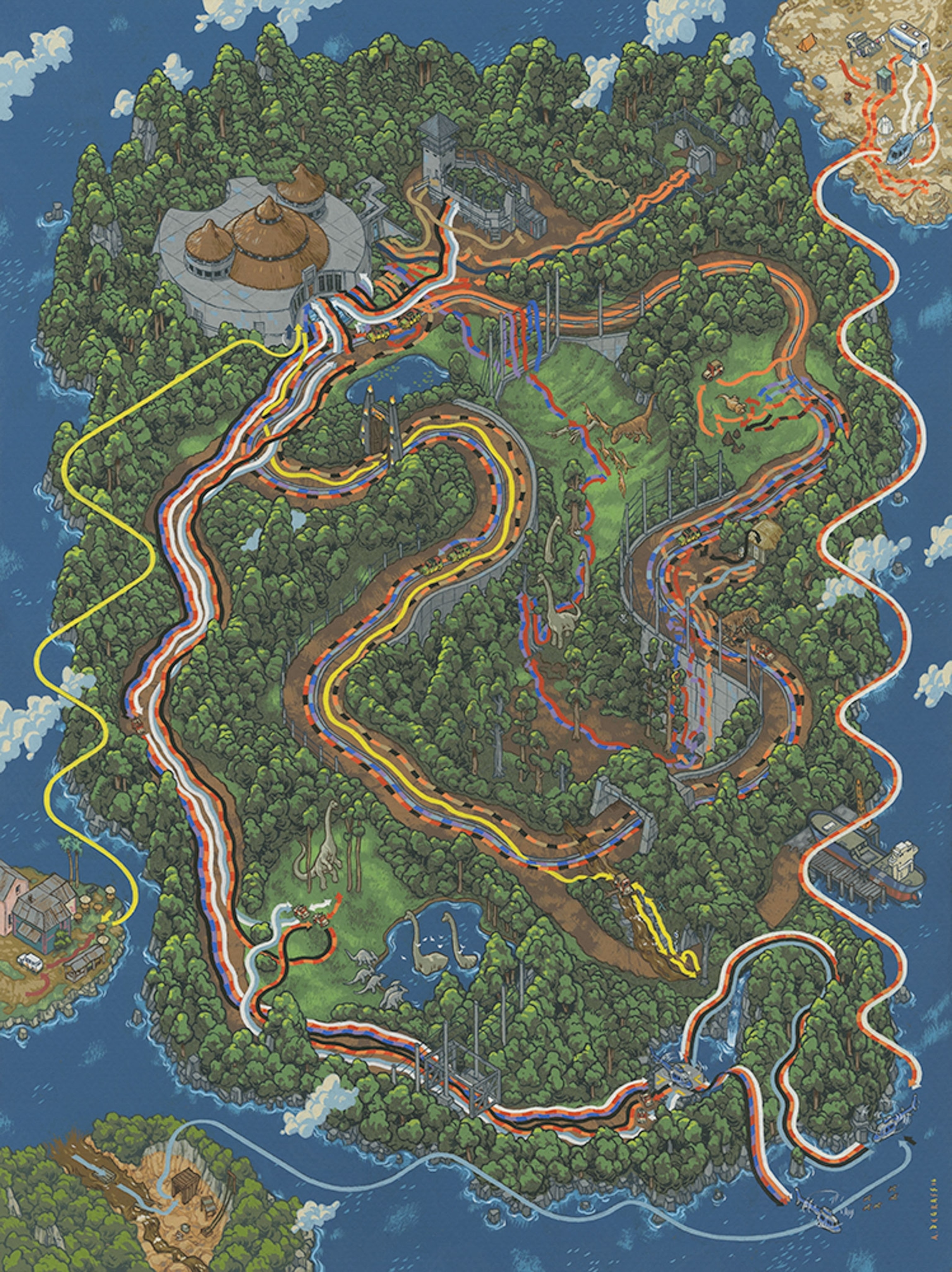 a map of the movie Jurassic Park