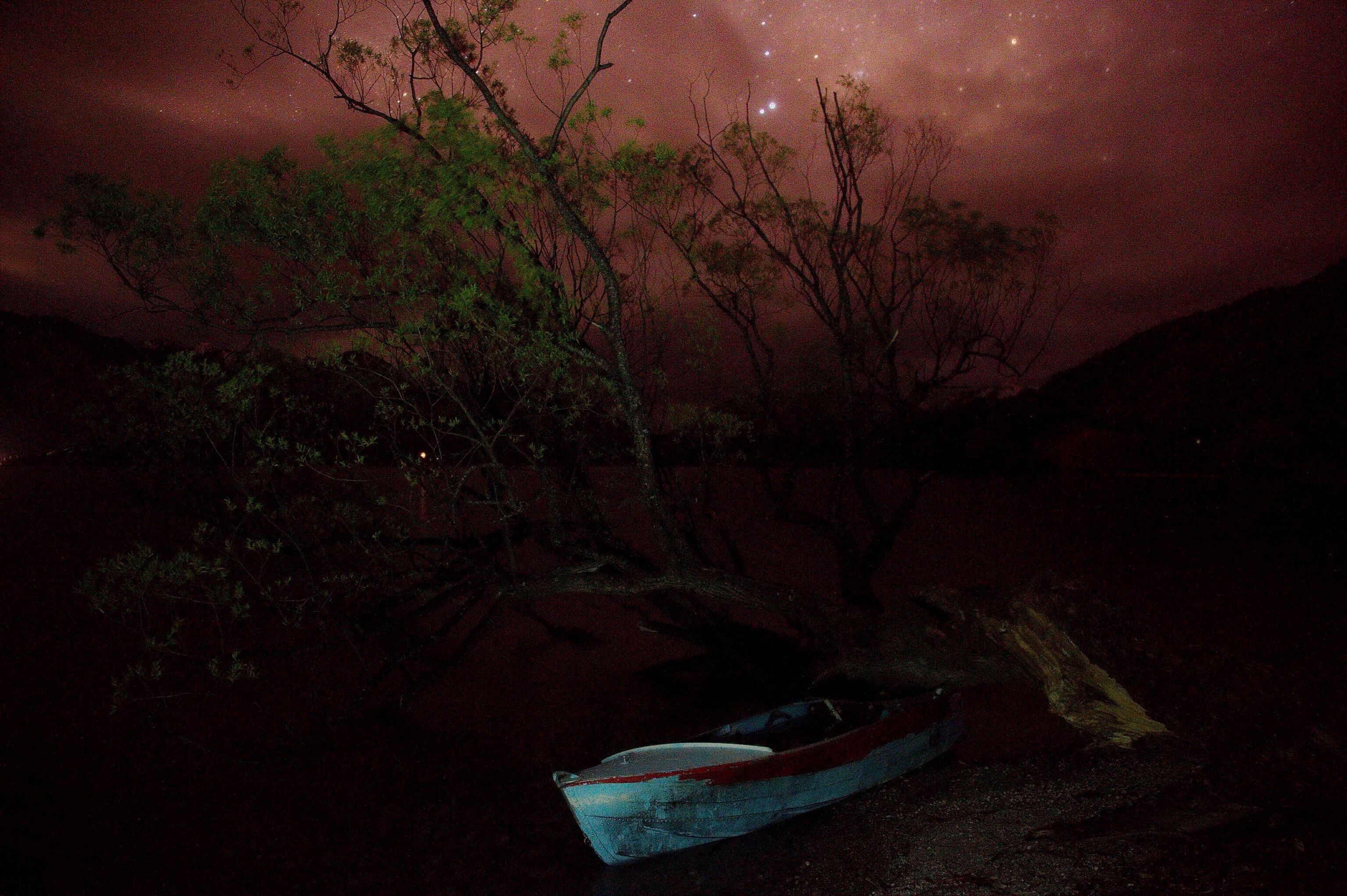 a lonely boat in Wilson Bay New Zealand.