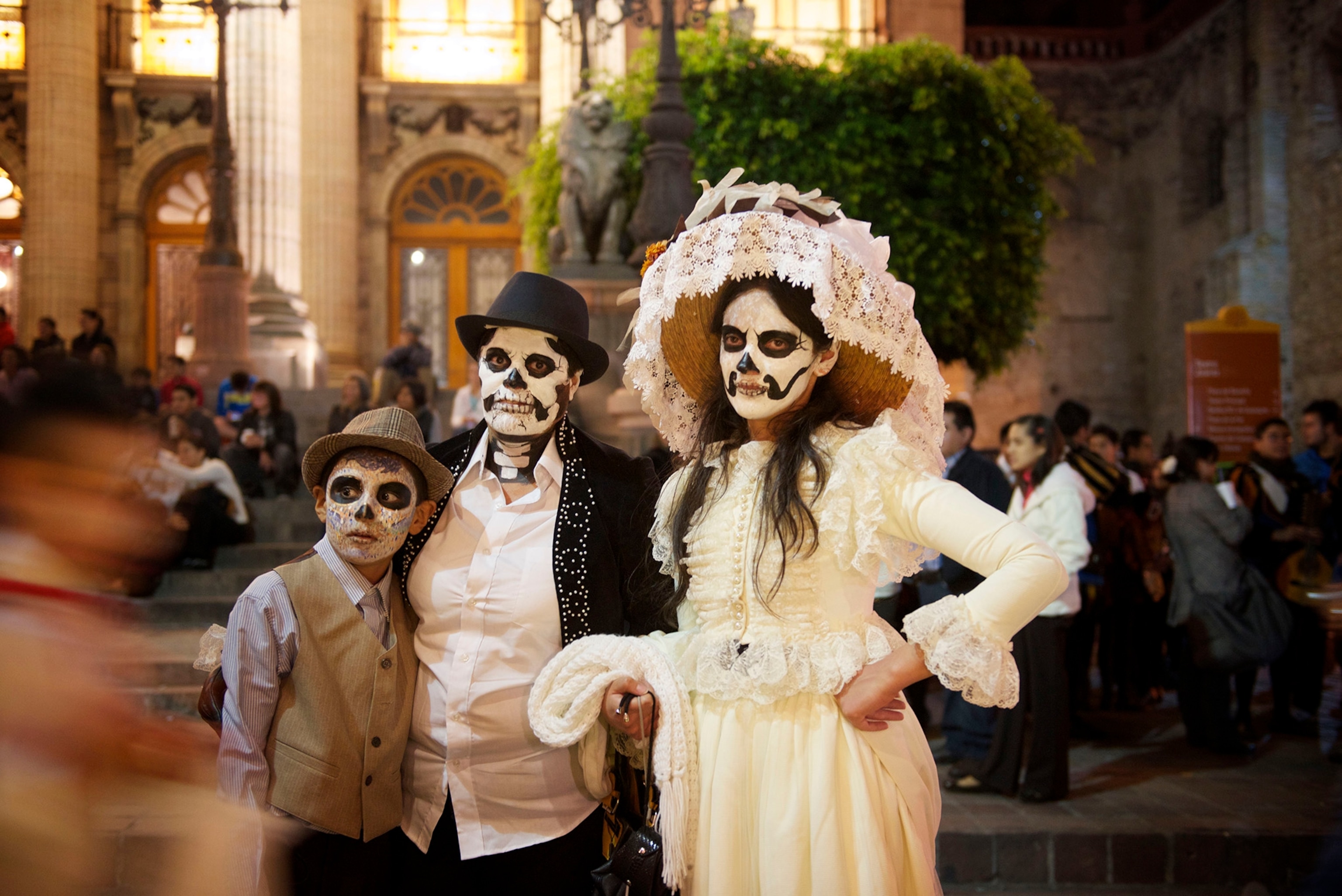 A ghoulish trio celebrates the Day of the Dead in Guanjuato.