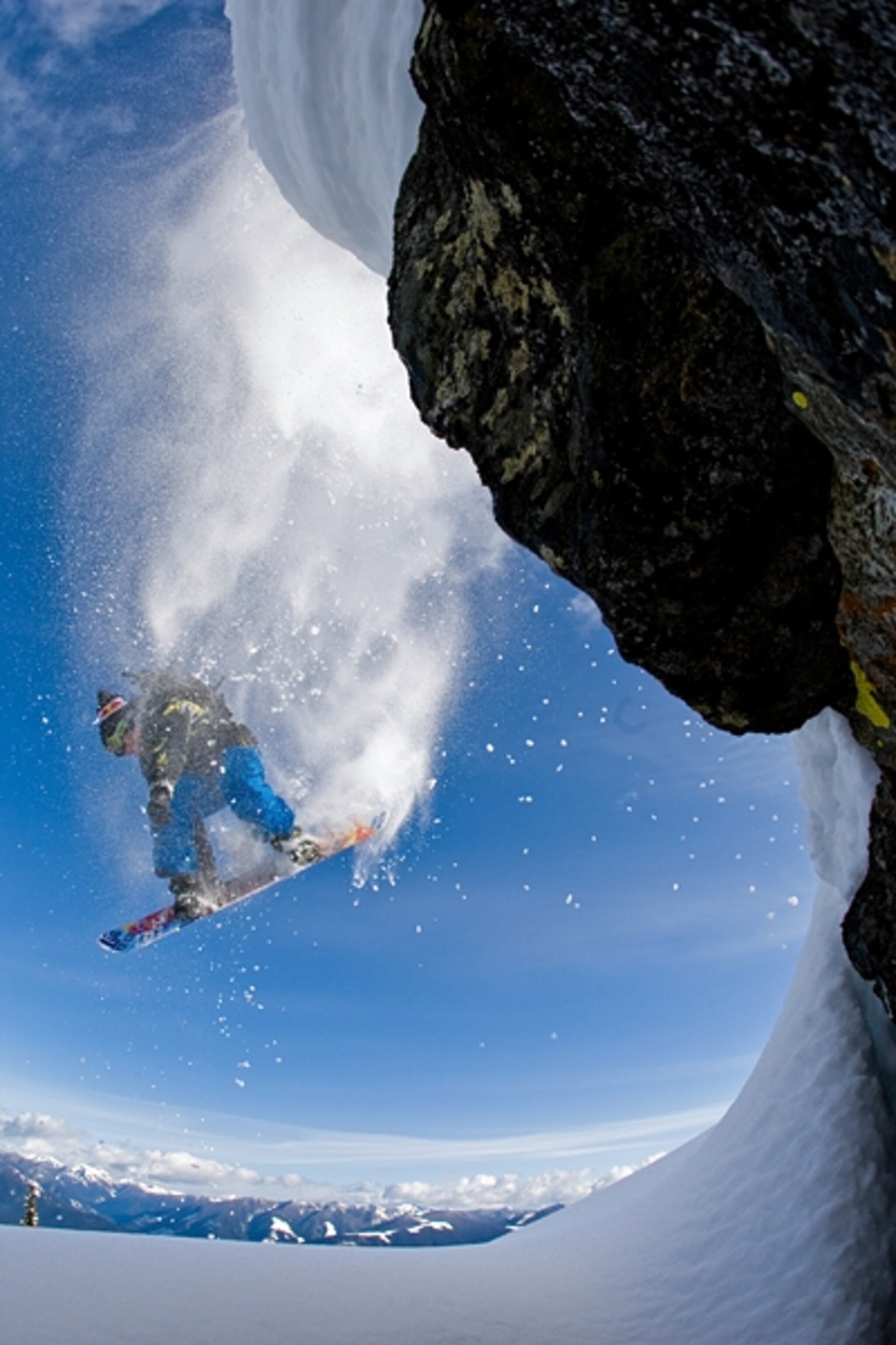 Snowboarder Travis Rice in the Kootenay Mountains