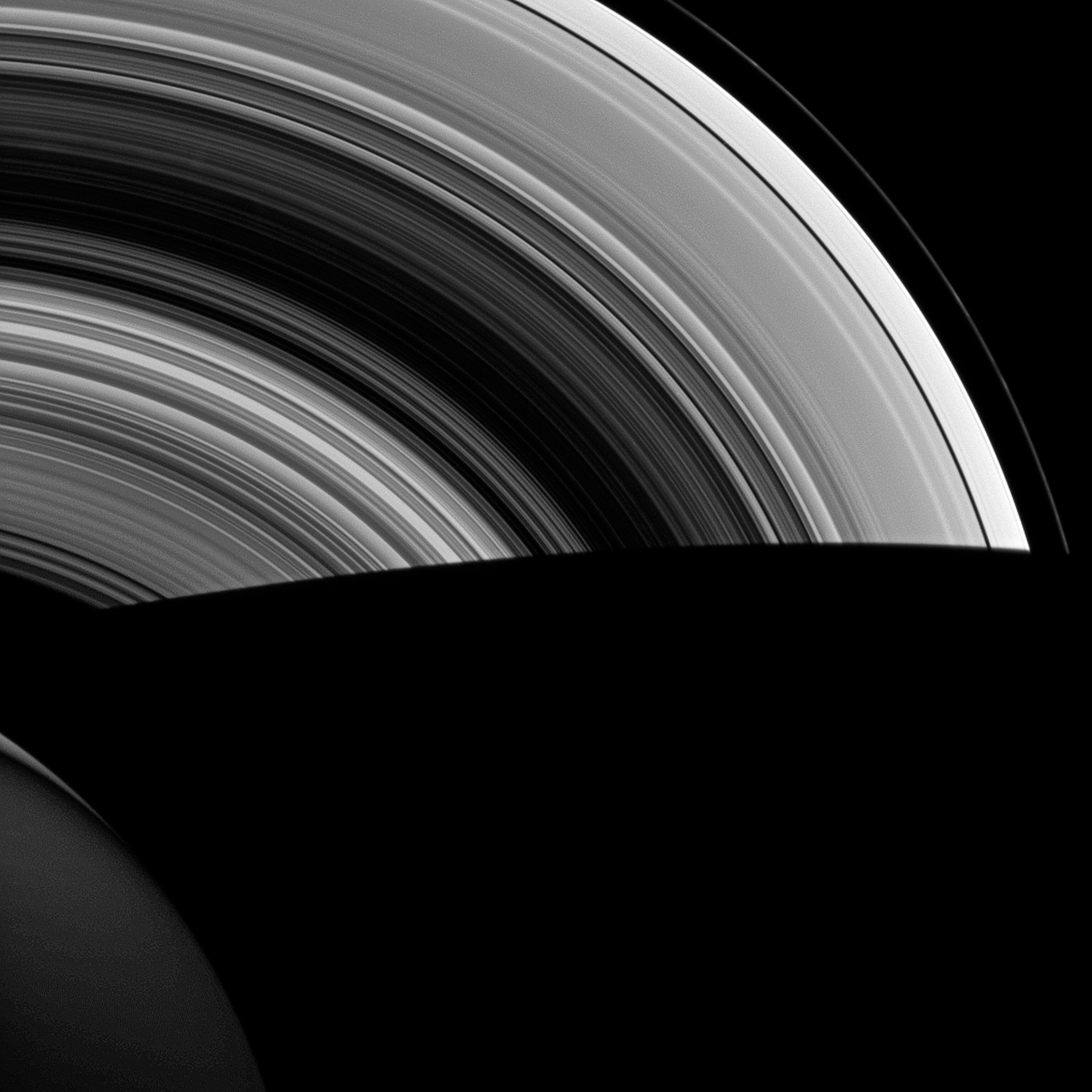 Saturn’s shadow across its rings