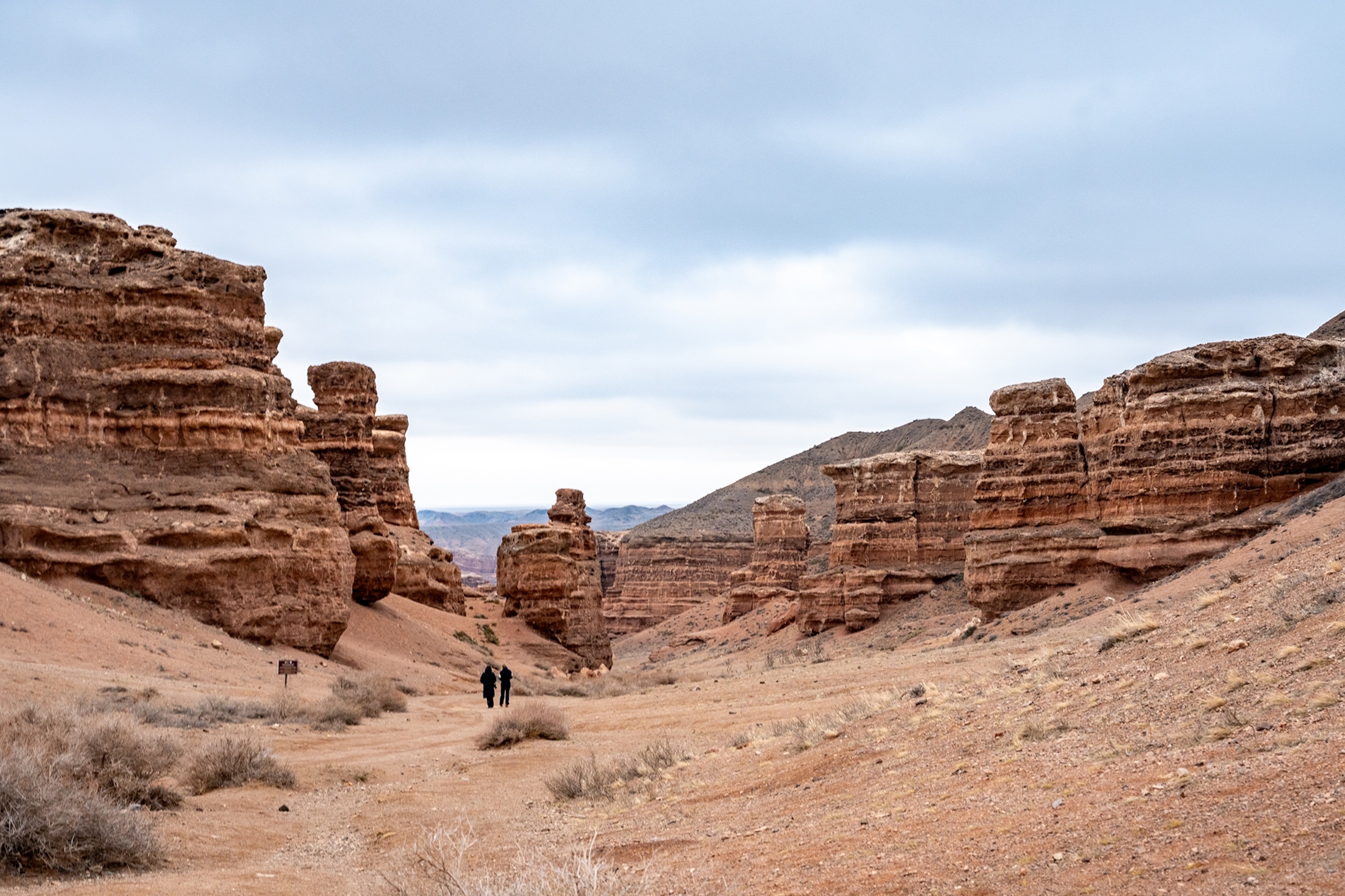 A mountain landscape with unique rock formations.