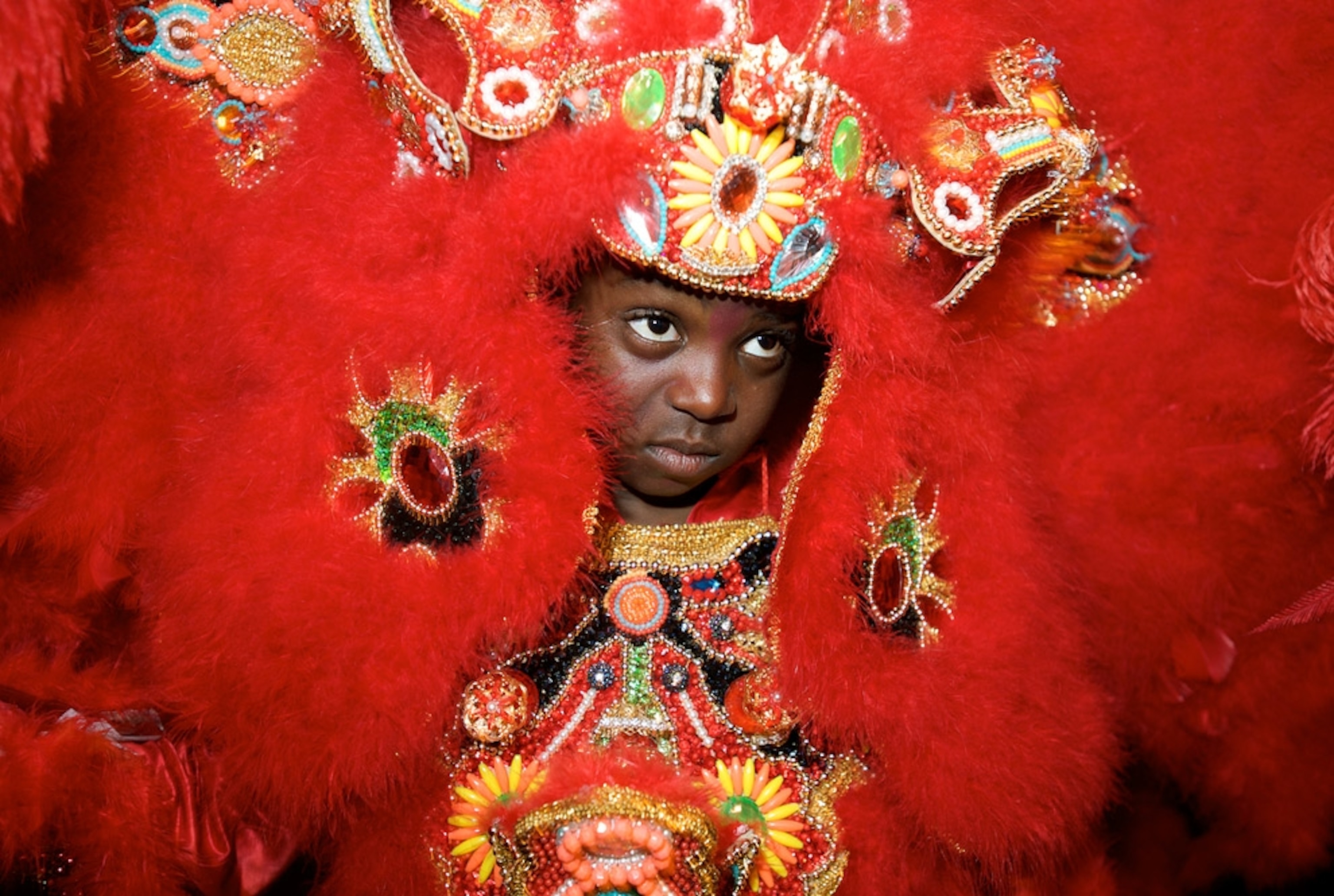 Young boy in full body costume