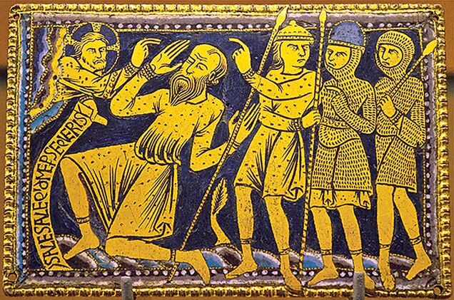 &ldquo;The Conversion of St. Paul&rdquo; artwork shows a scene of golden men with a blue backdrop.