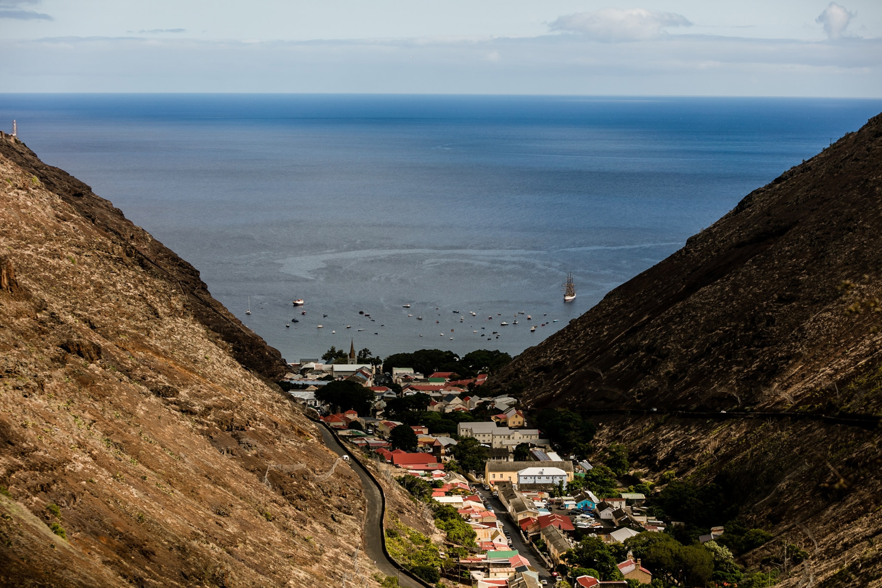 a view of Jamestown, the capital of the island of St. Helena