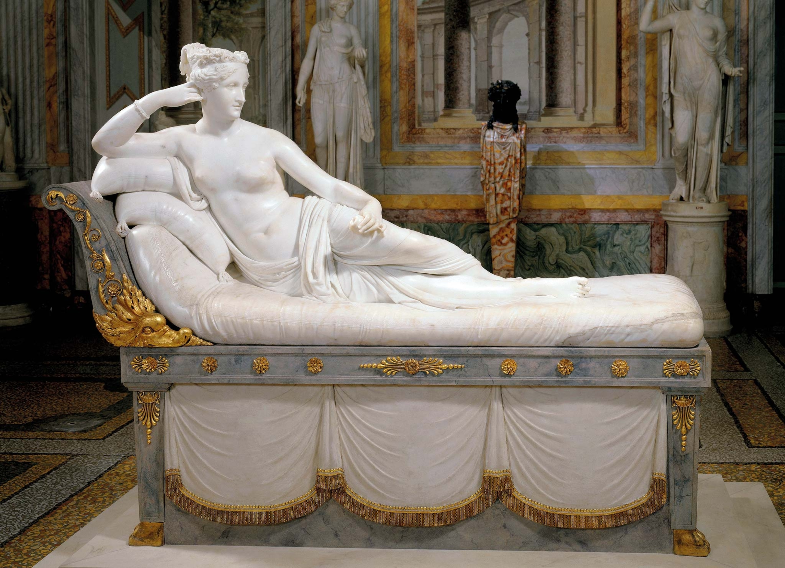Pauline Bonaparte posed for sculptor Antonio Canova, who portrayed her as the Roman goddess.