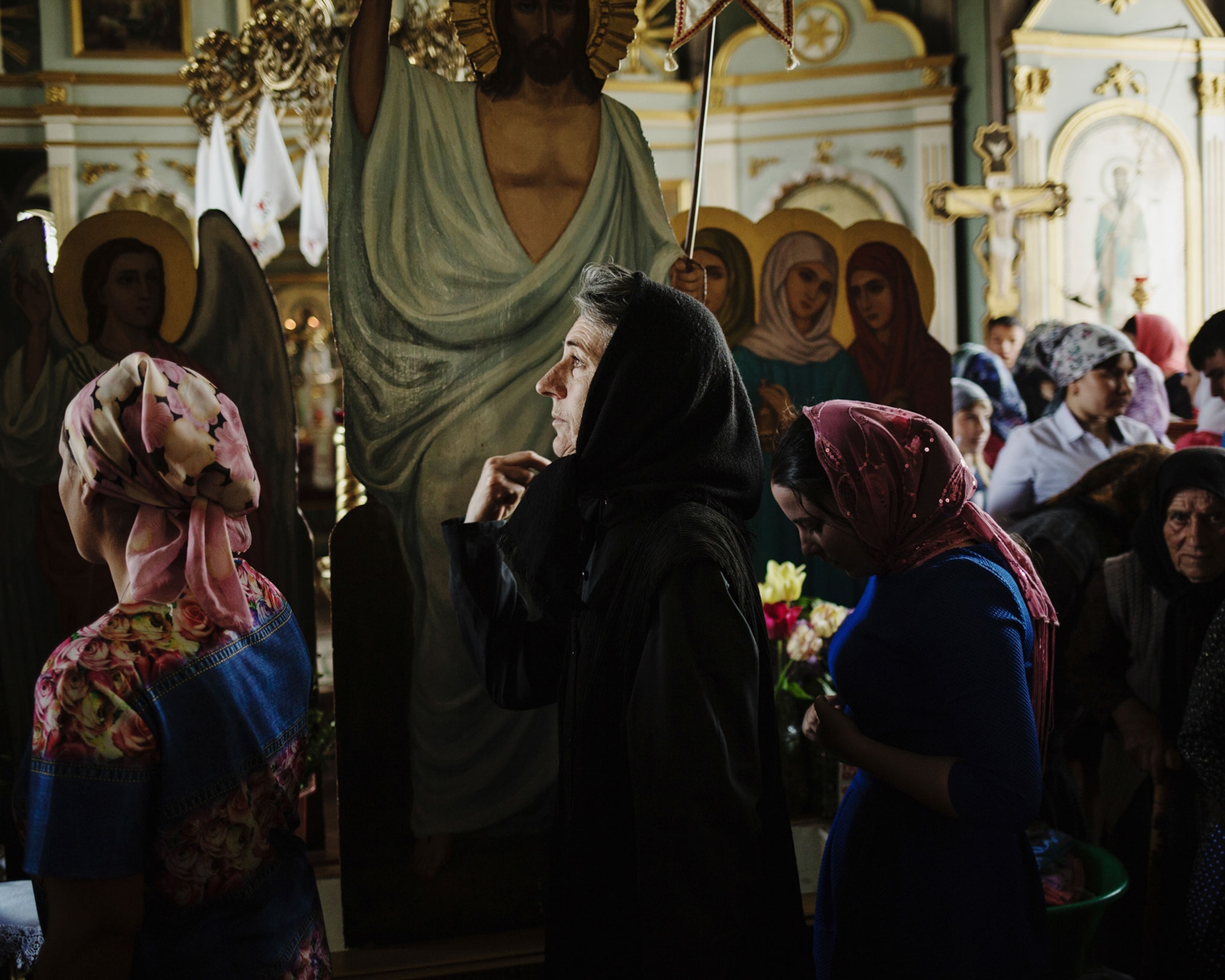 women attending a mass service