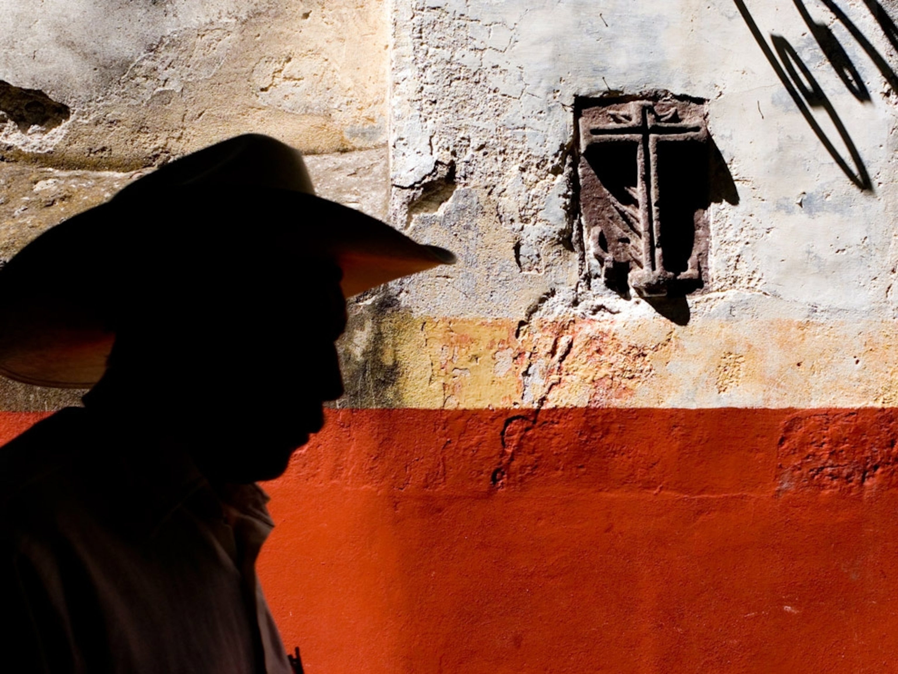 Close-up of a man outside a church