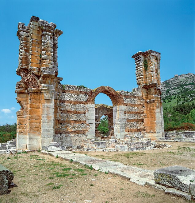 An arch in Philippi, Greece, marks where Mark Antony defeated Julius Caesar&rsquo;s assassins, Brutus and Cassius.