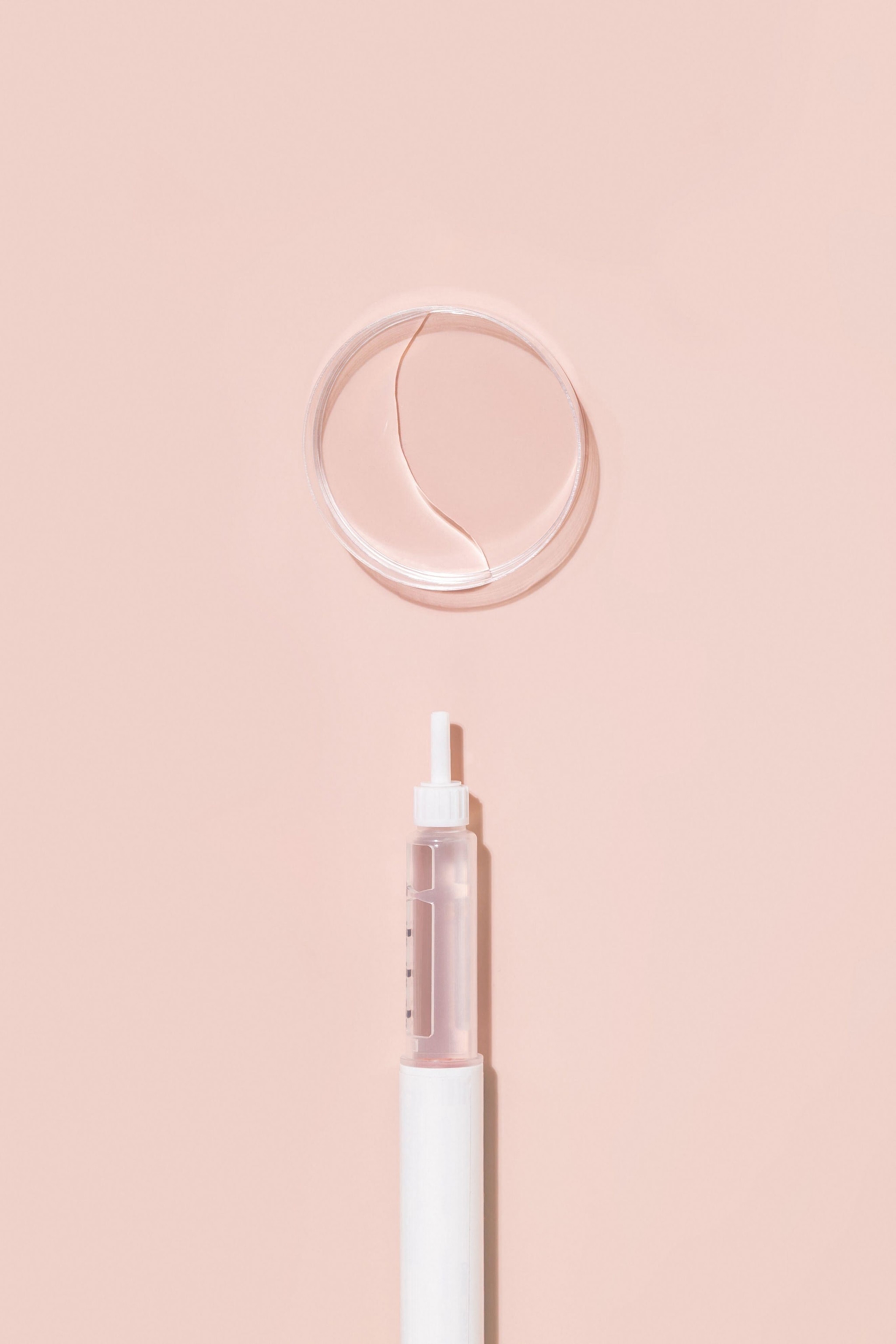 Weight Loss Injection Pen With Serum On Nude Background. Concept Of Modern Slimming Aesthetics, Injectable Treatments, Beauty Innovation, Body Shaping