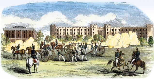 The U.S. Military Academy, shown in an 1850s lithograph, trained many commanders of the Civil War, including Ulysses S. Grant and Robert E. Lee.