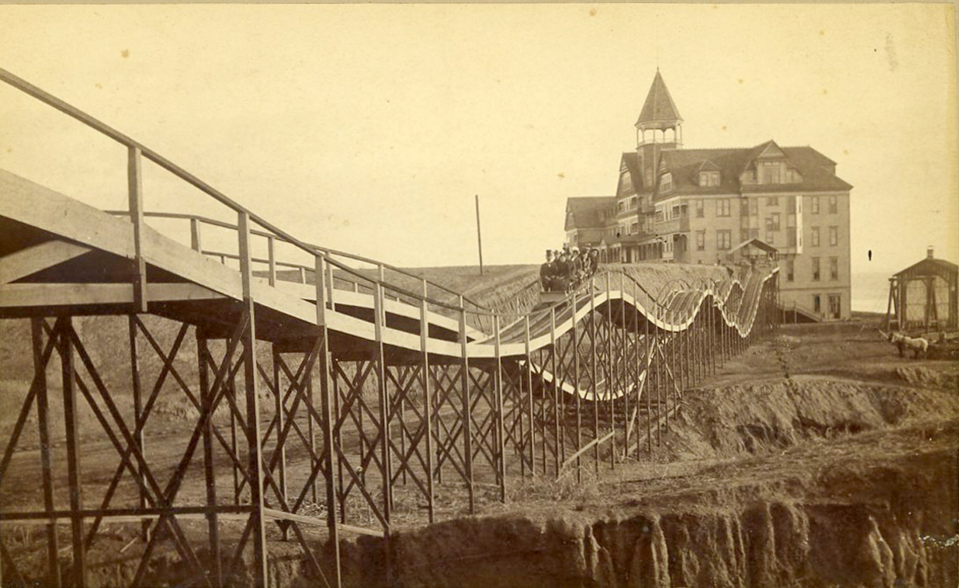 the roller coaster at the Arcadia Hotel in Santa Monic.