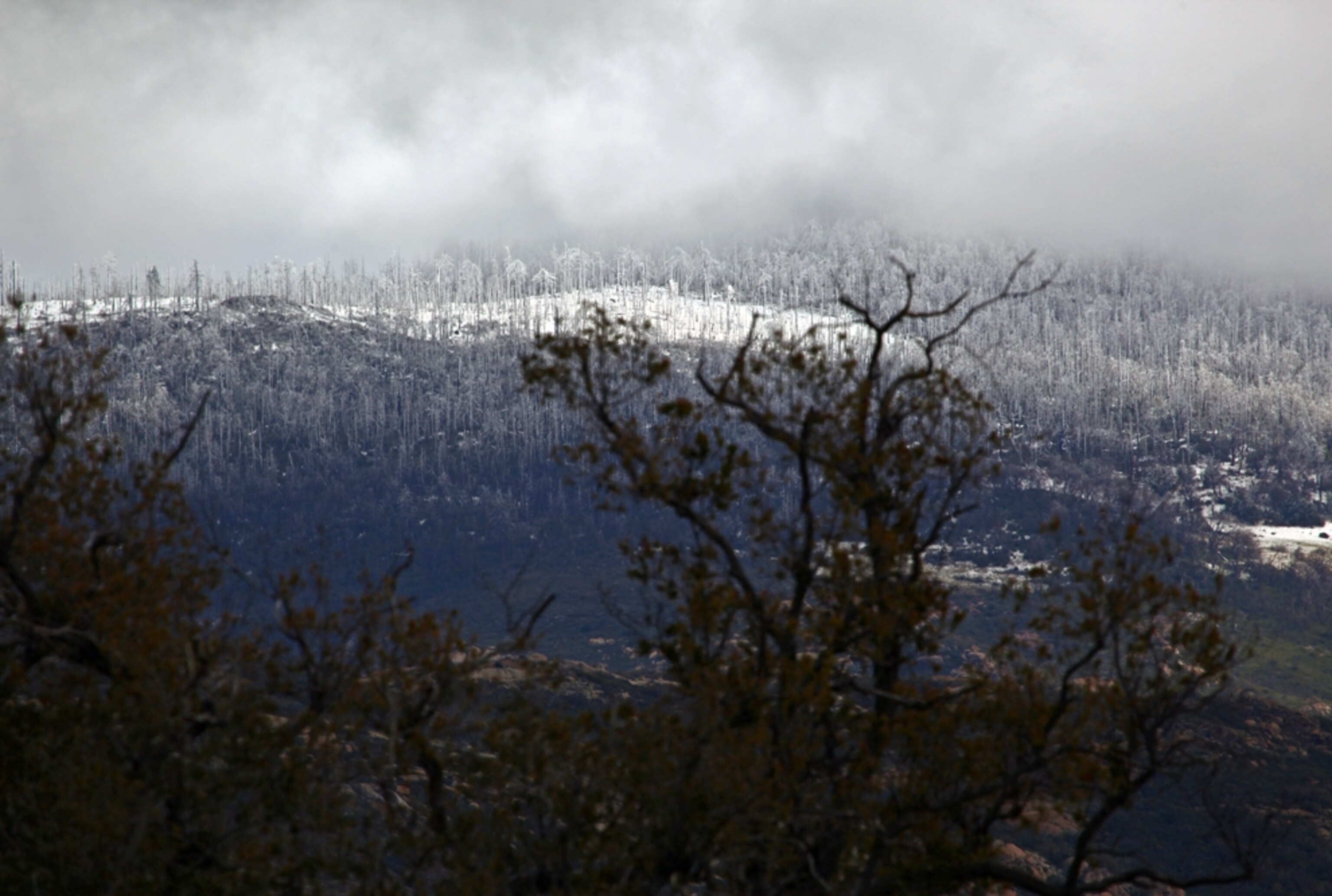 The snow on the Volcan Mountain Range, melts and serves as the headwaters for the gravity fed watershed of both the San Diego and San Dieguito Rivers.