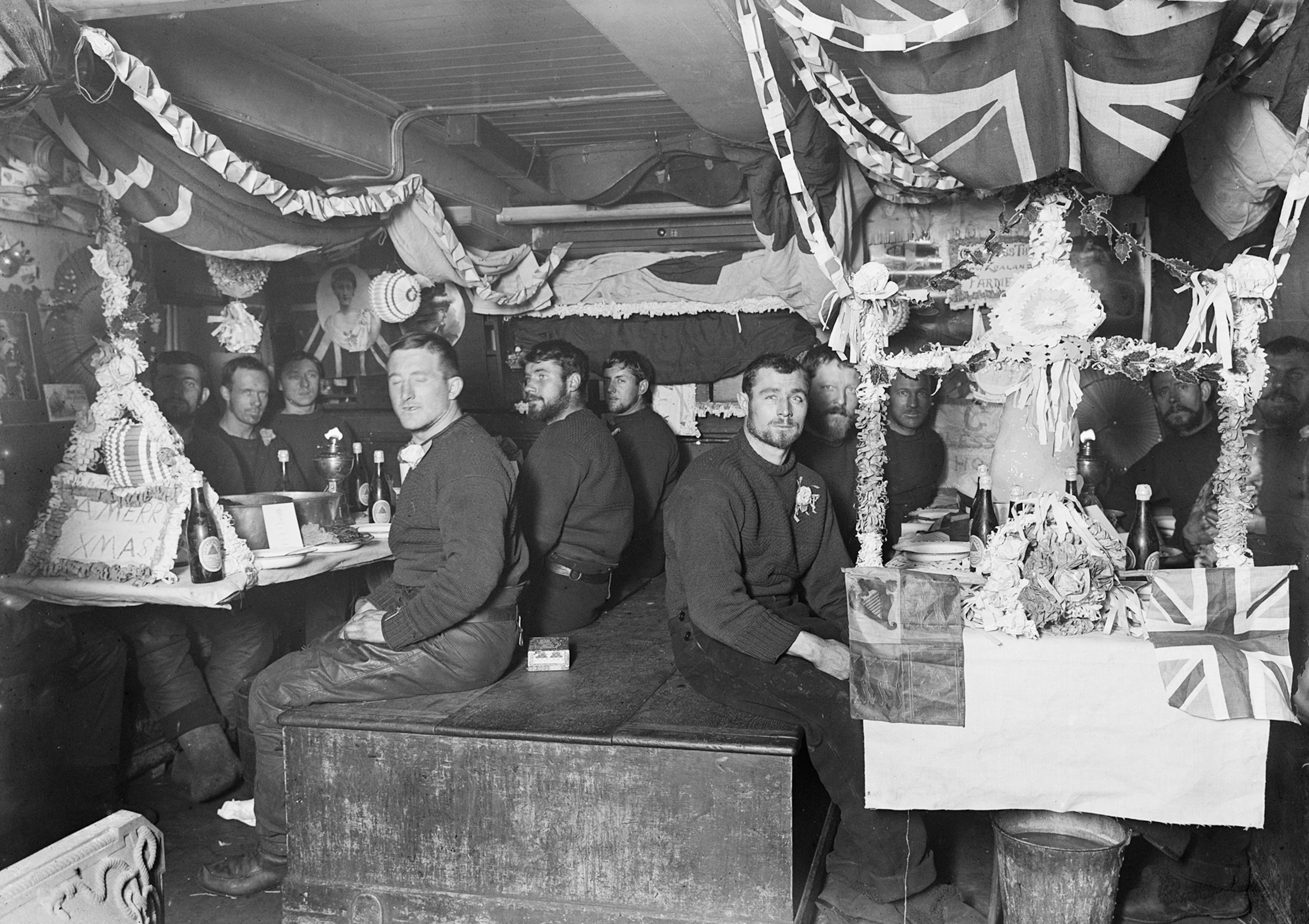 expedition members celebrating Christmas