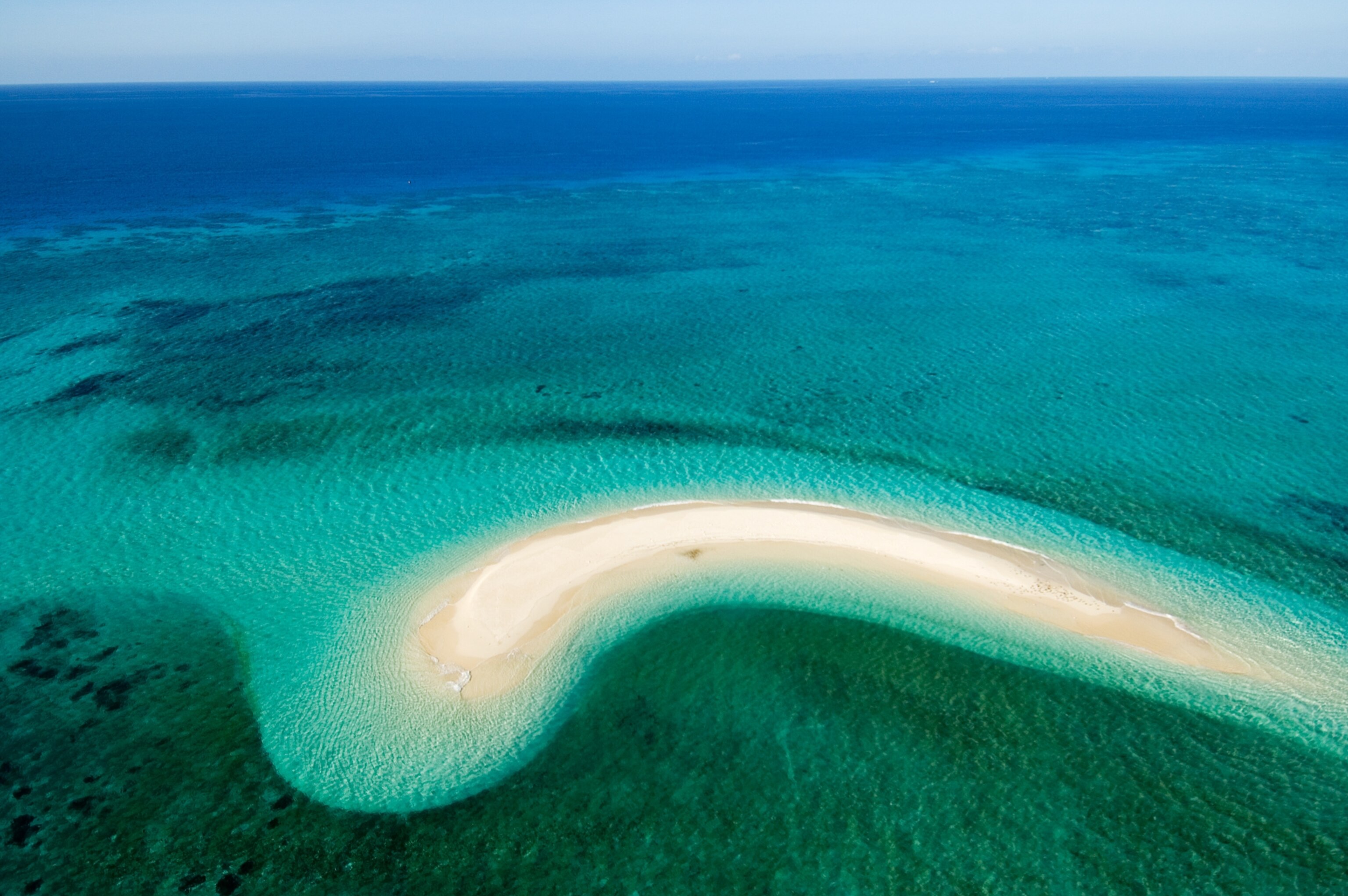 Aerial of a sand bar in the Great Barrier Reef National Park