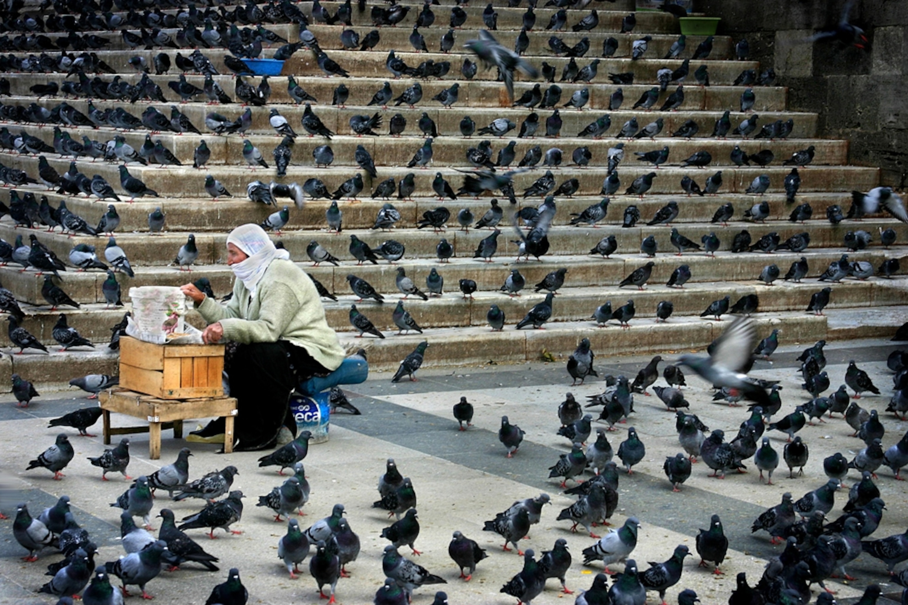 Steps of mosque in Istanbul, Turkey