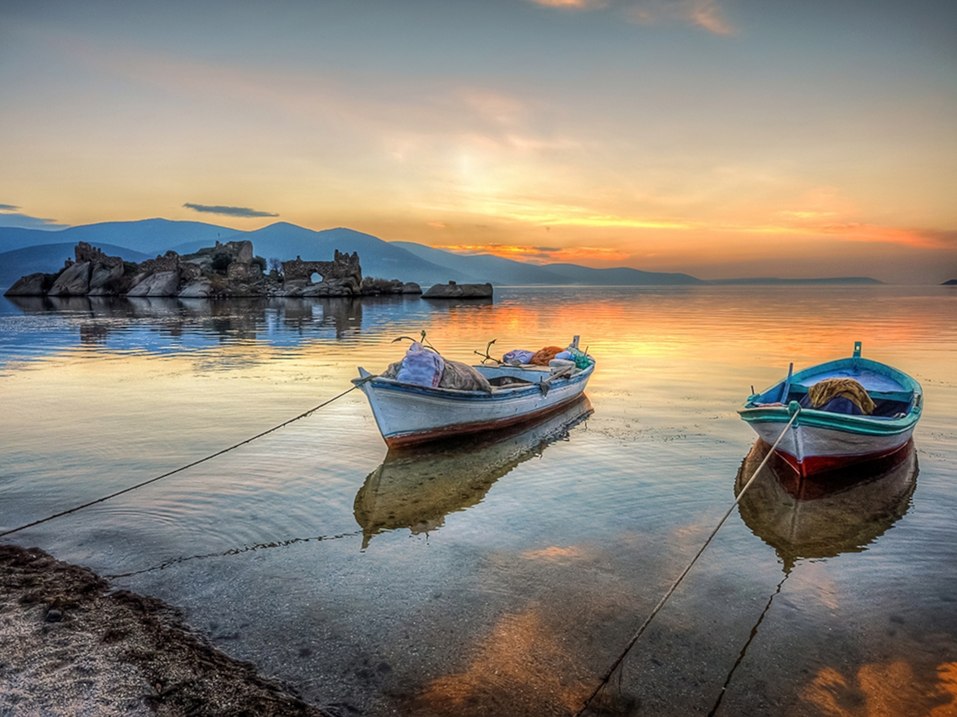 moored boats in Heraklia, Turkey