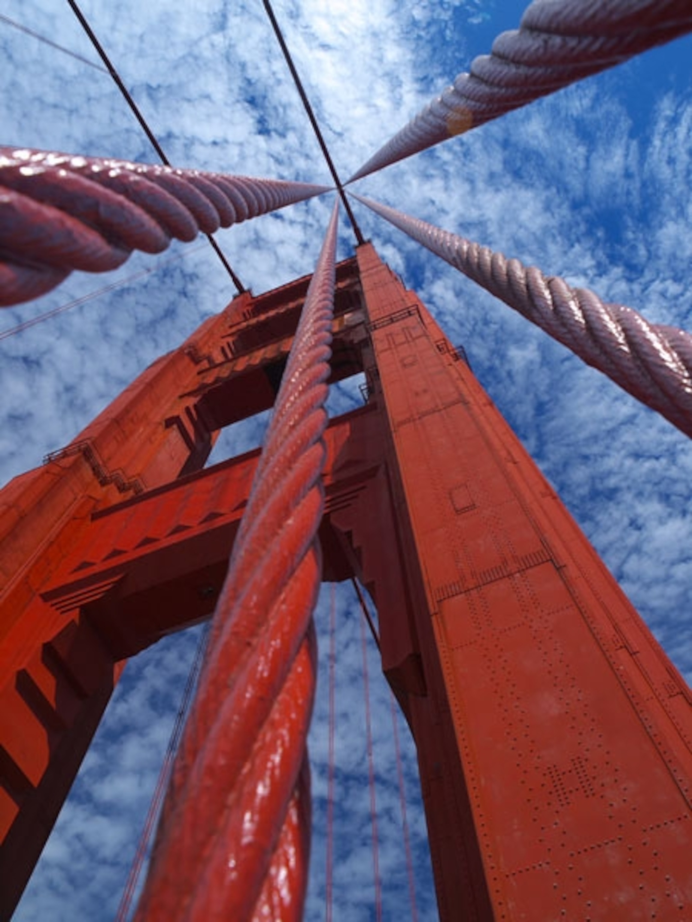 Golden Gate Bridge cables on a beautiful day