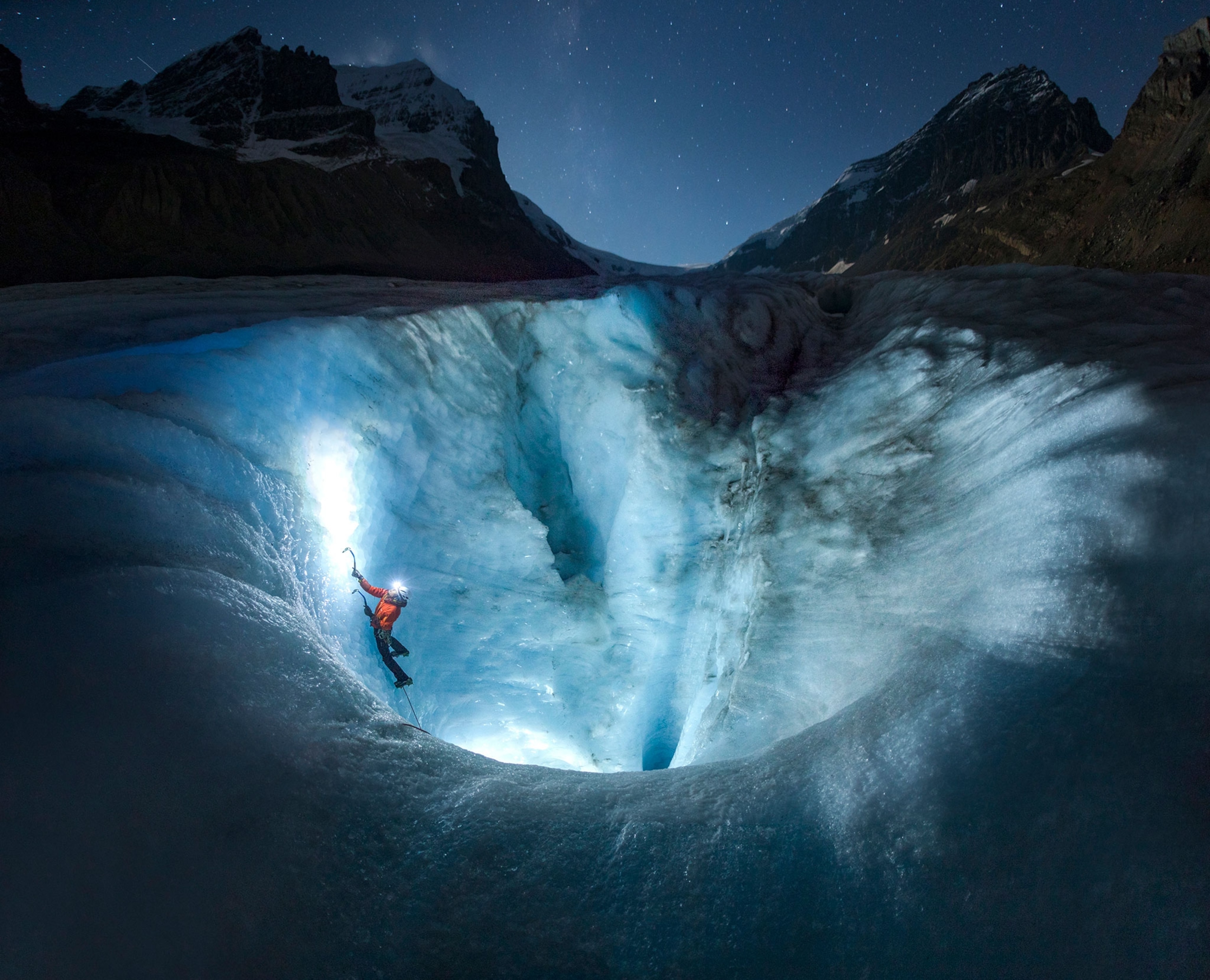 an ice climber in Alberta, Canada