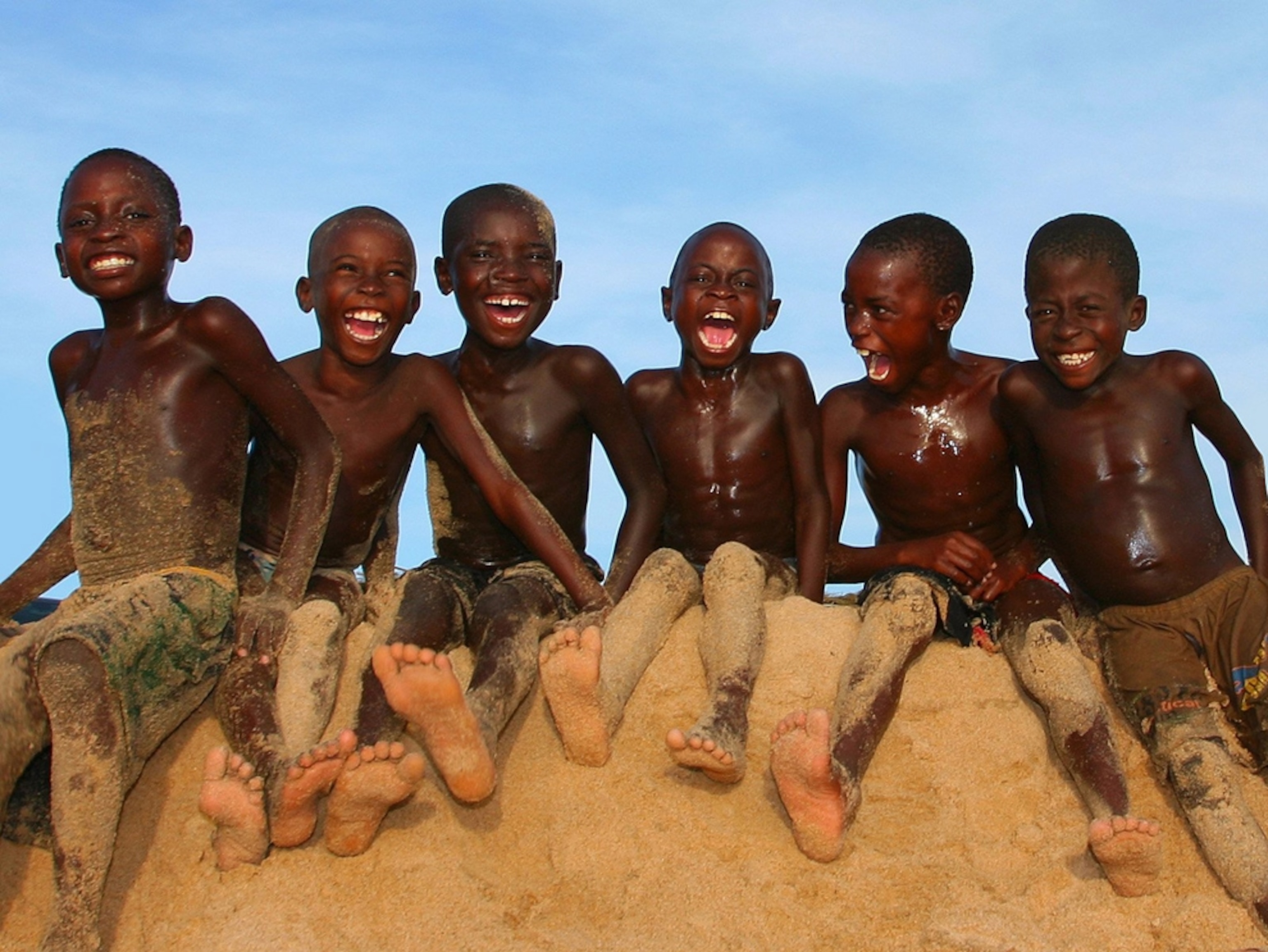 Young boys laughing