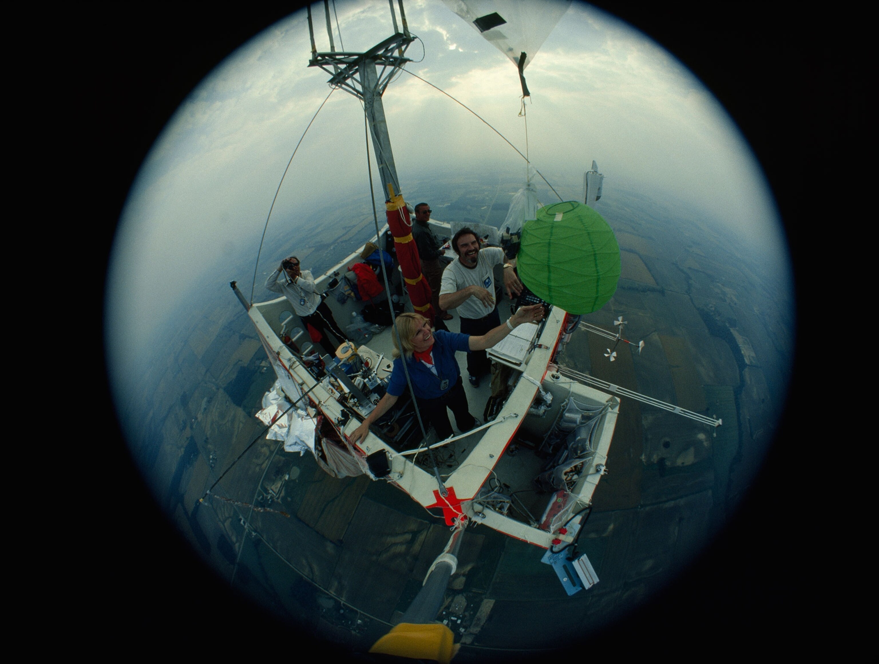 fisheye view of balloon basket