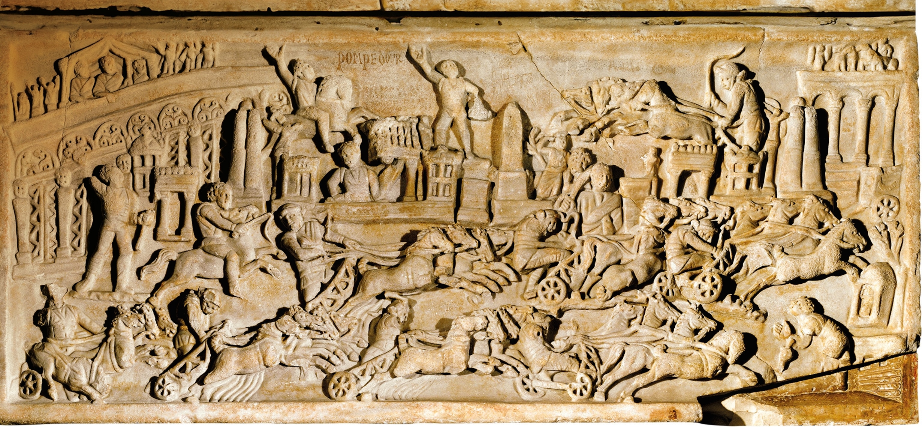 A chariot race in Rome’s Circus Maximus, depicted in a relief.