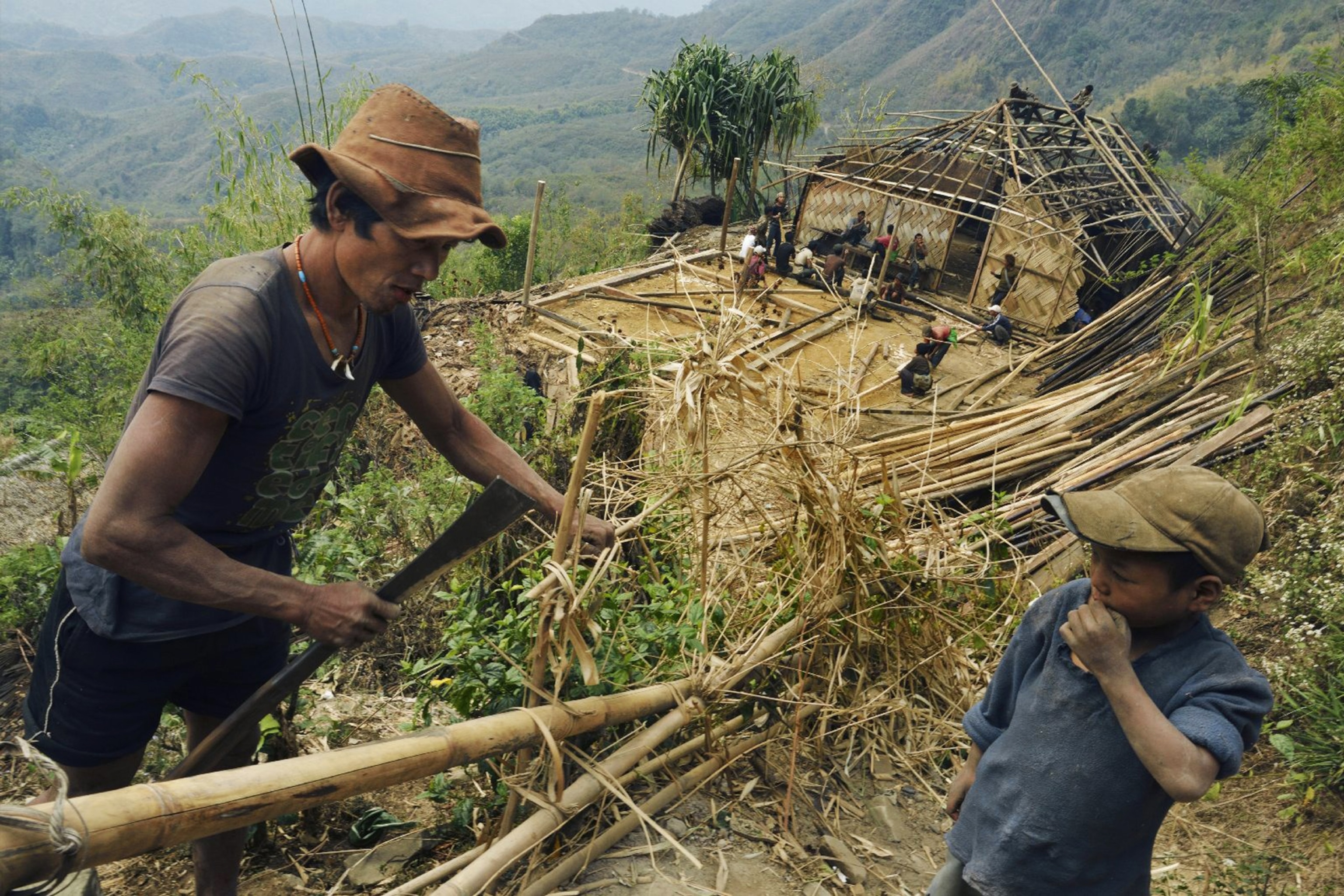 naga people building village homes