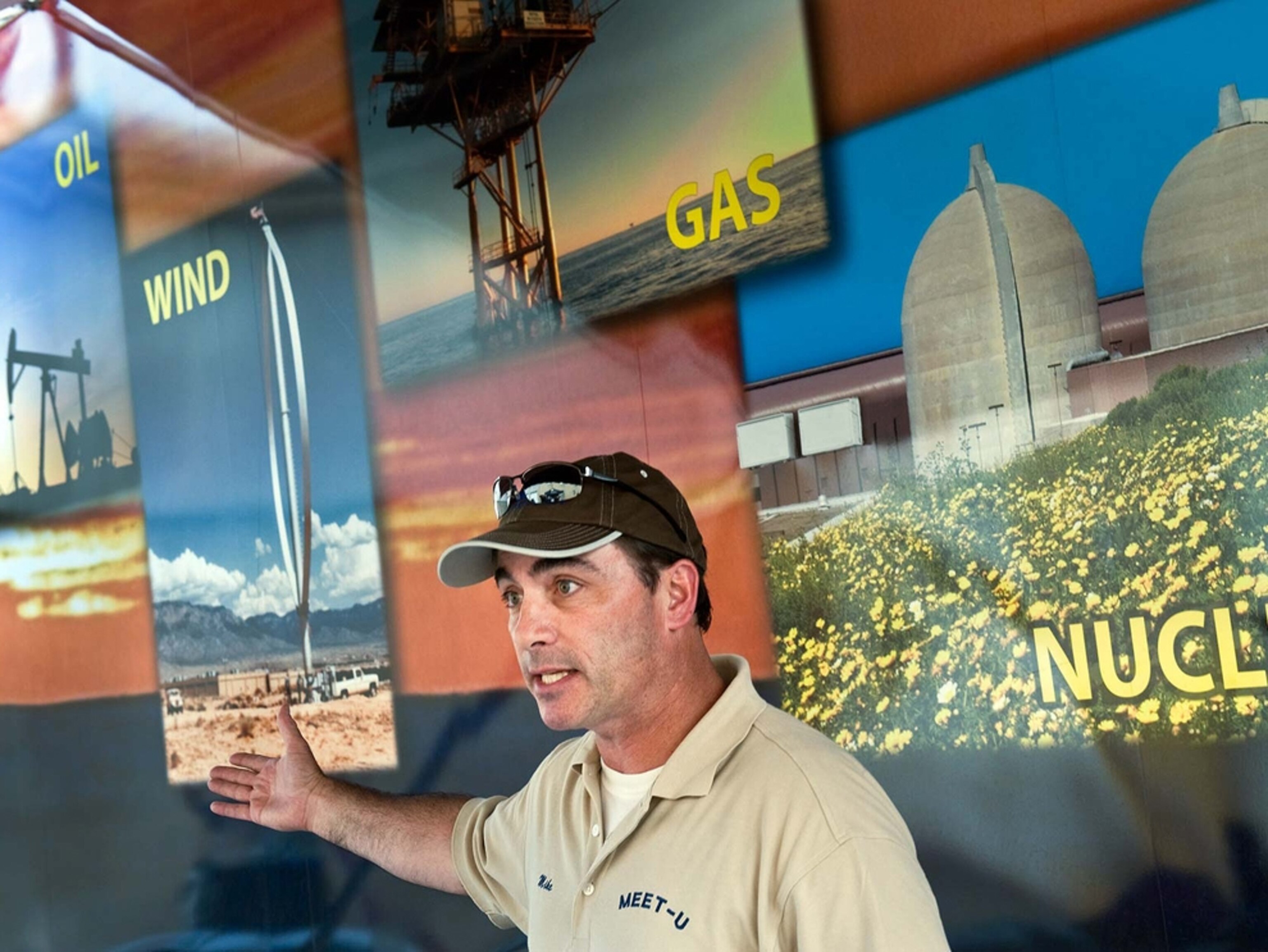 An instructor at a mobile teaching trailer—the Mobile Energy Education Training Unit—explains the process of drilling for natural gas in the Marcellus shale region.