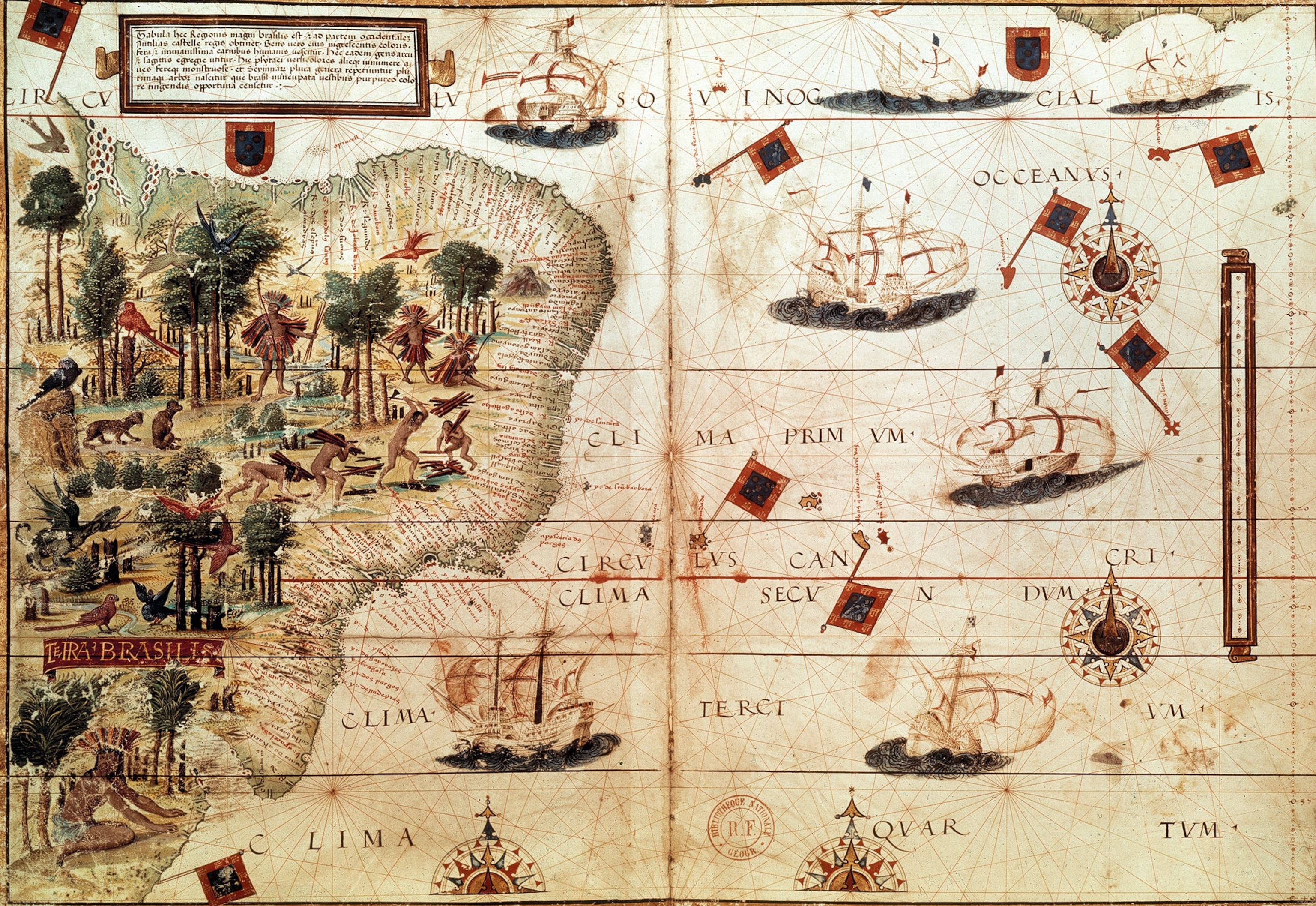 A 16th-century Portuguese map of ships on the Brazilian coast