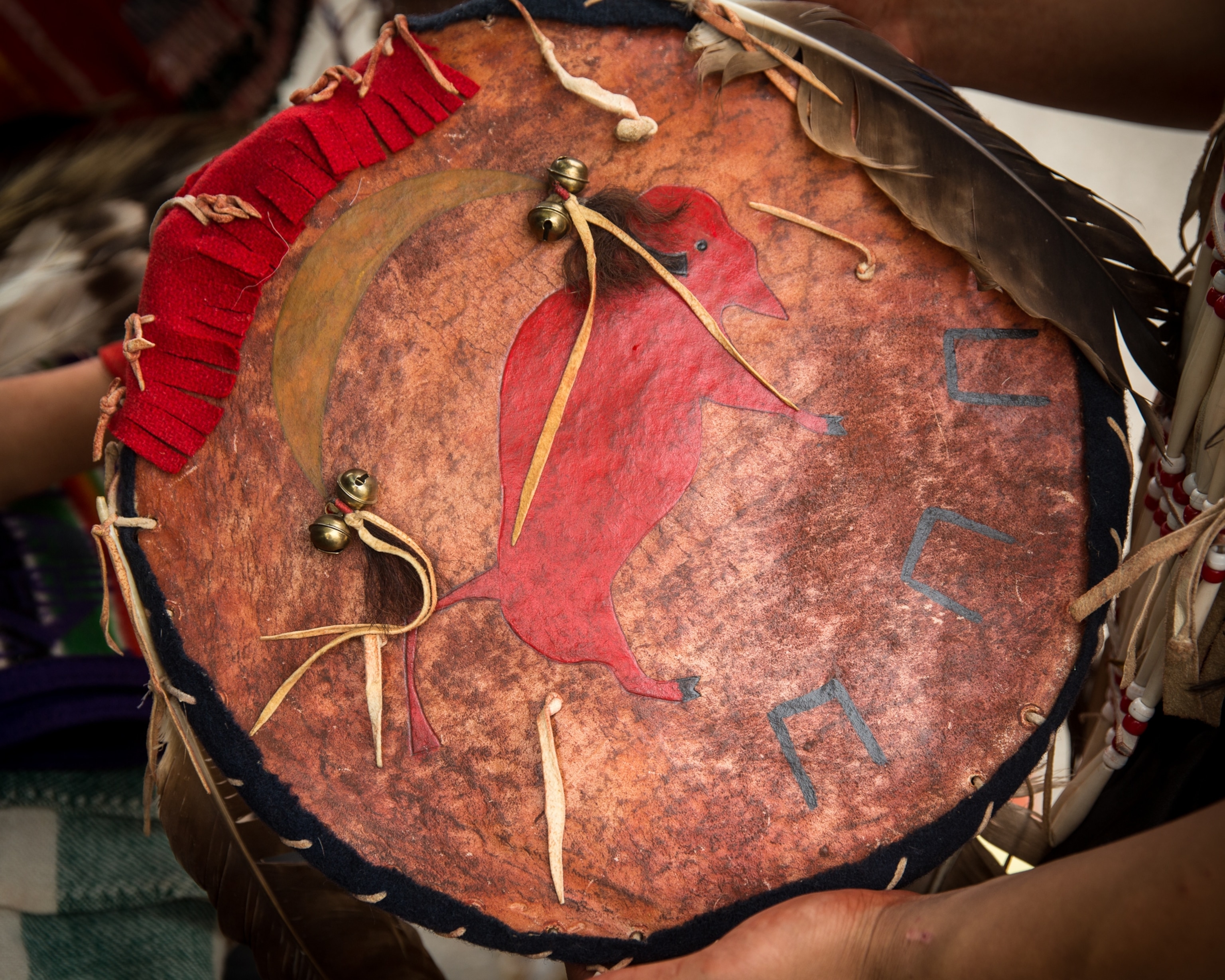 The bison shows up in ancient arts and crafts, such as this drum that has been passed down through the generations in the Mad Plume family.