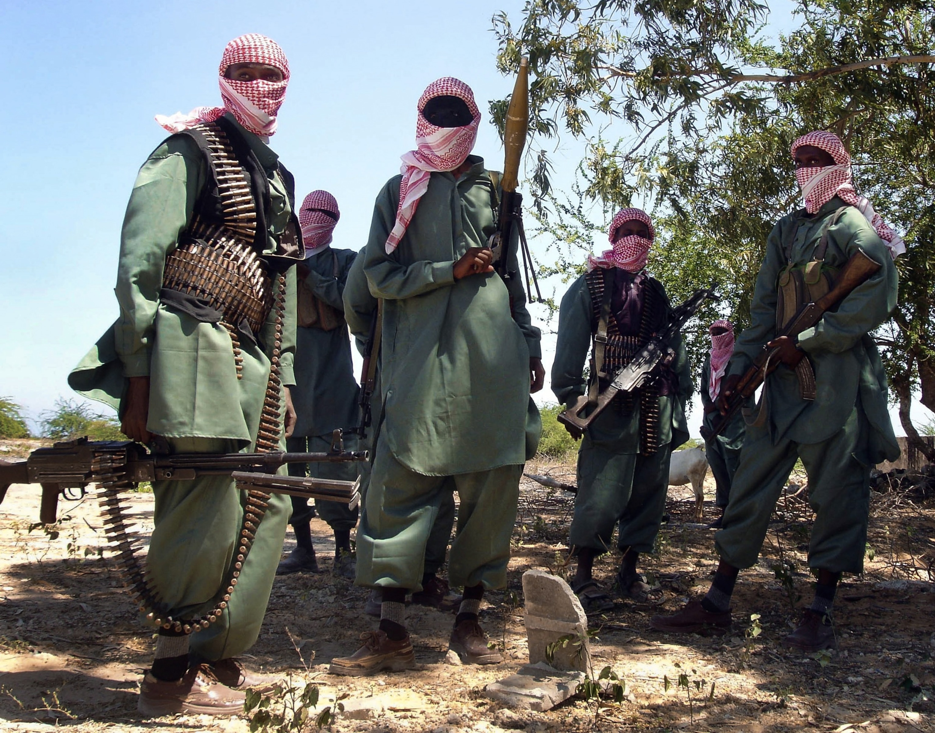 Members of Somalia's al-Shabab jihadist movement exercise near Mogadishu.
