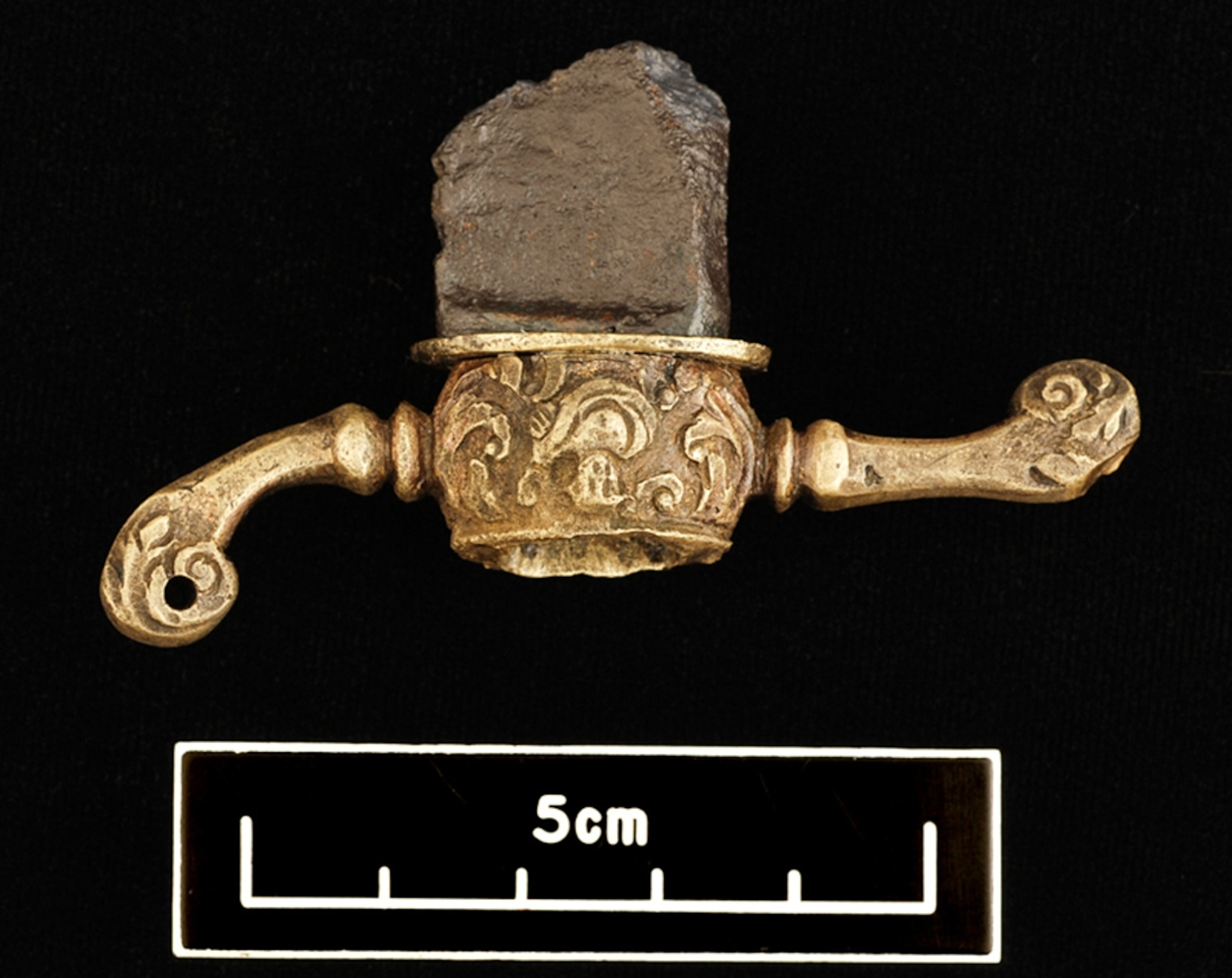Sword quillon -- picture from a photo gallery on a partial sword found at the shipwreck site of the Queen Anne's Revenge, the pirate Blackbeard's flagship.