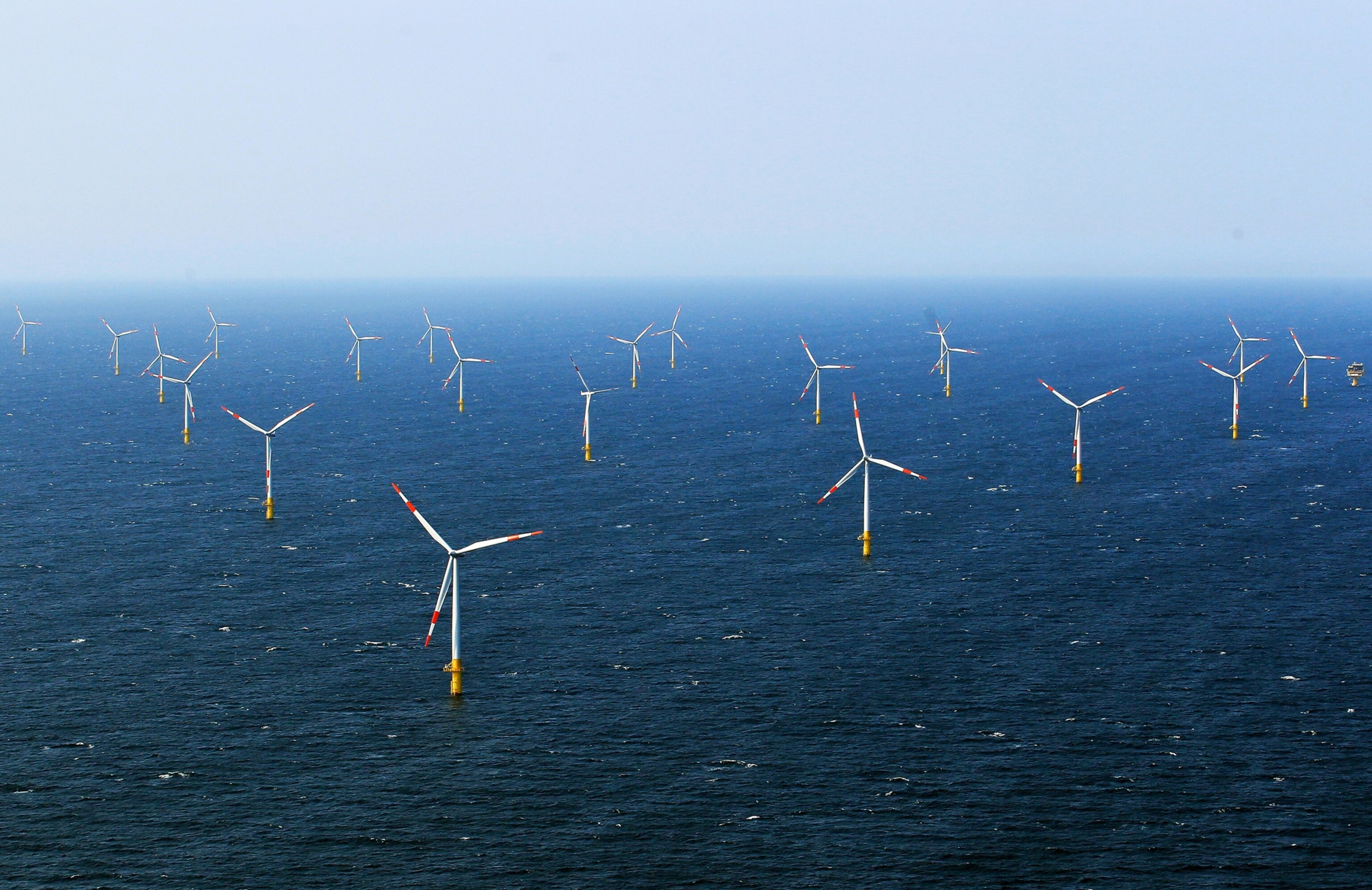 wind turbines in the Baltic 1 offshore wind farm.