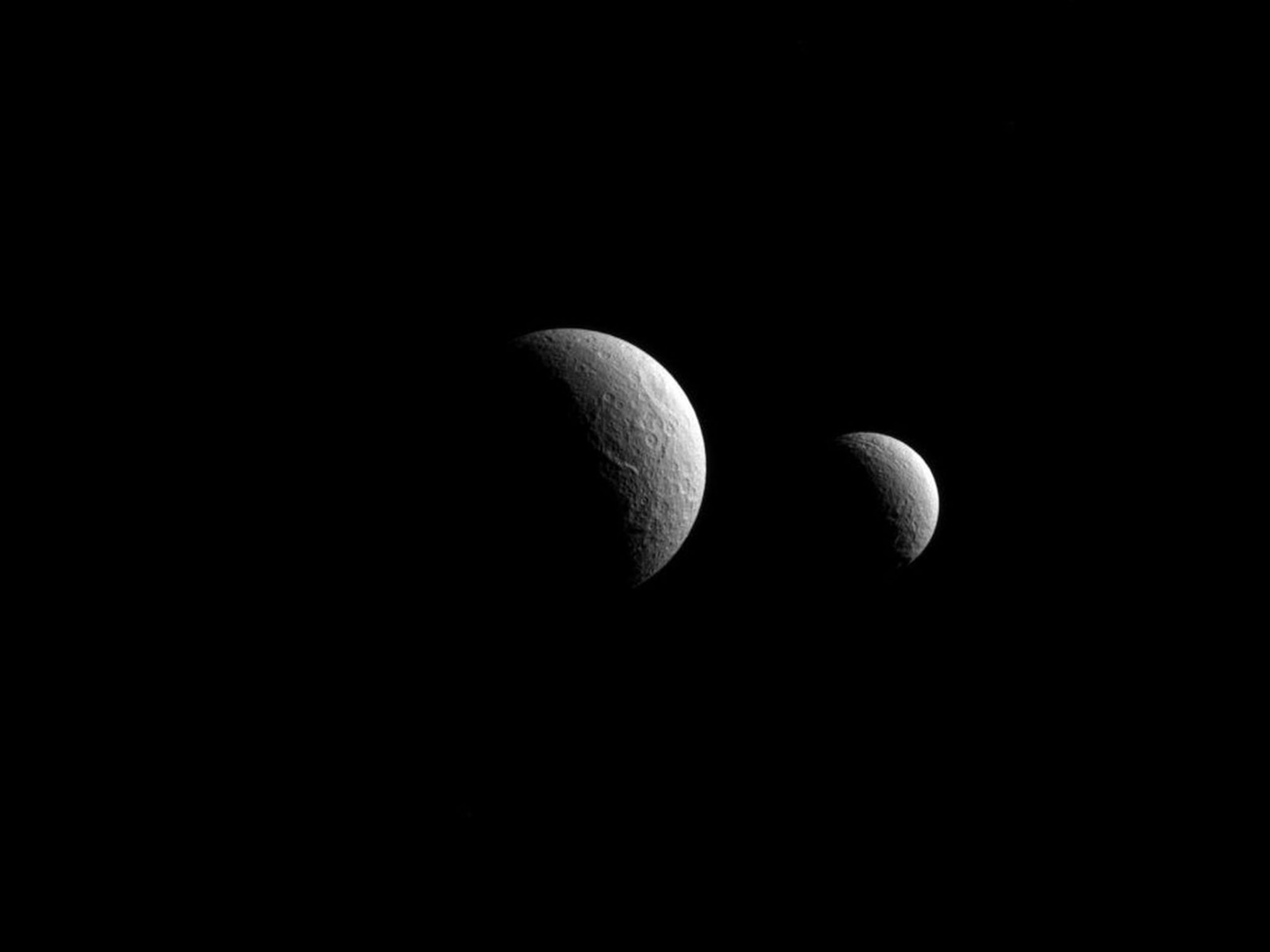 two of Saturn's moons