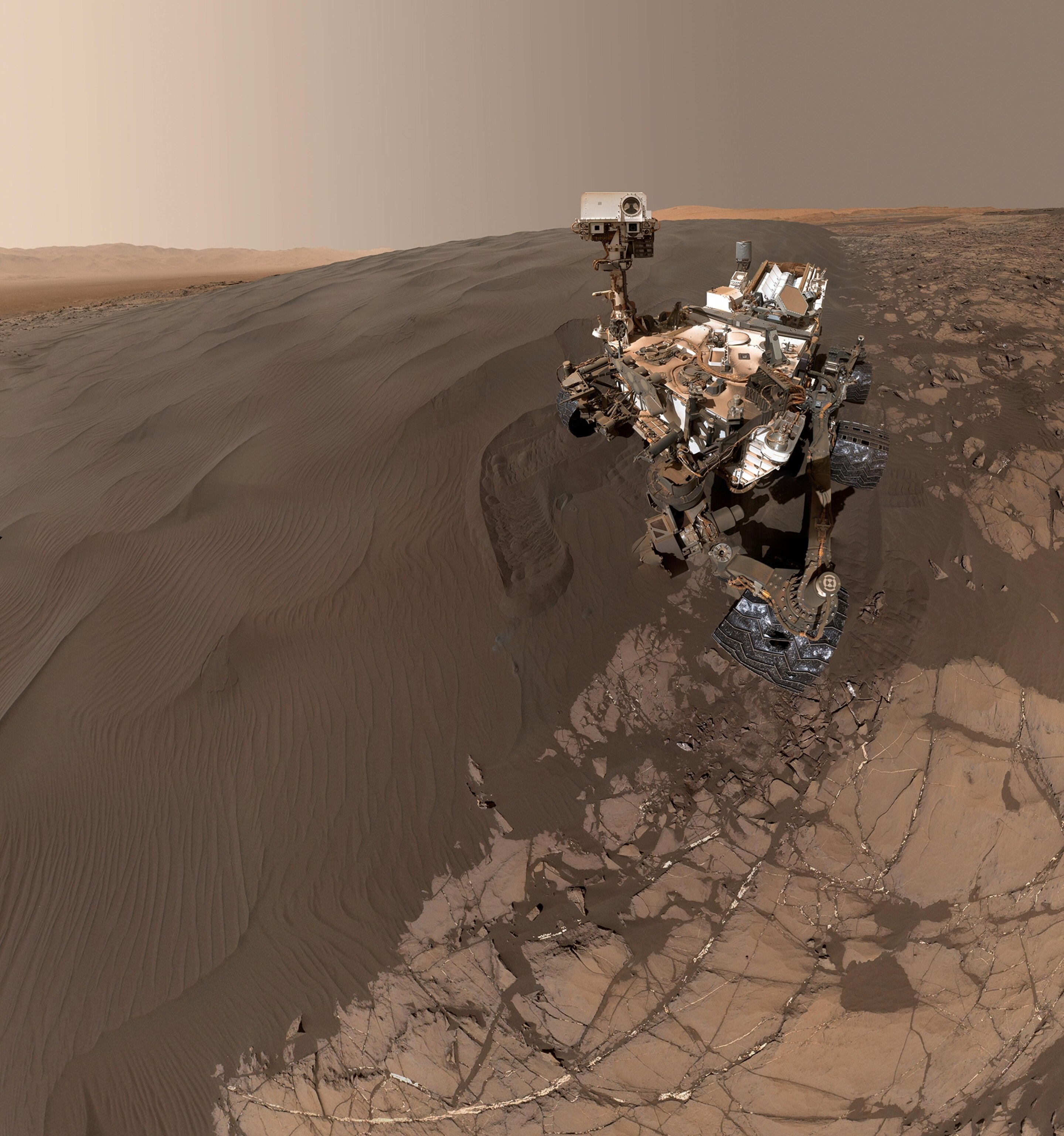 NASA's Curiosity Mars rover at the Namib Dune