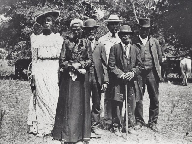 A photograph of Black Americans celebrating Juneteenth in 1900 in Texas.
