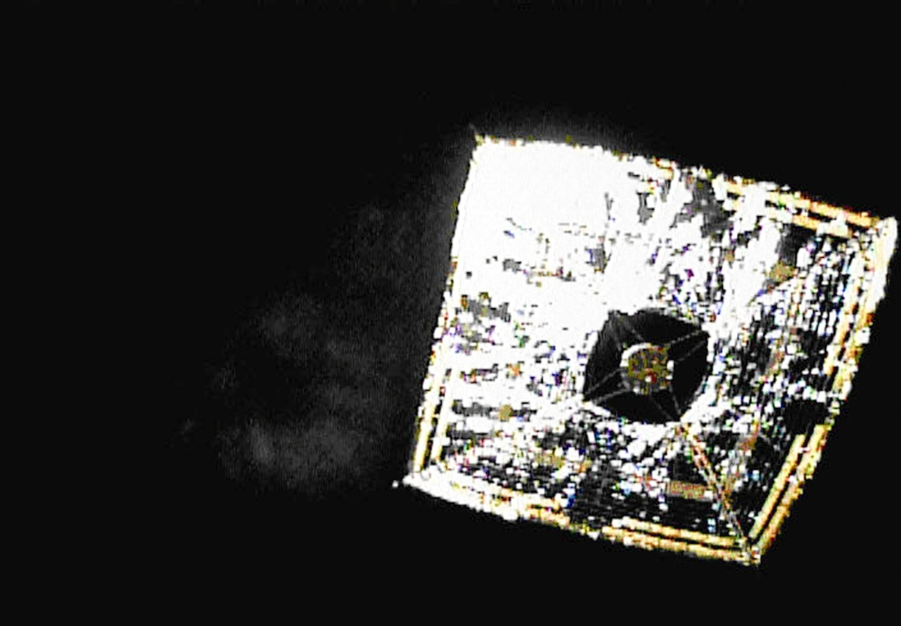 Picture of the fully deployed solar sail on the Ikaros spacecraft.